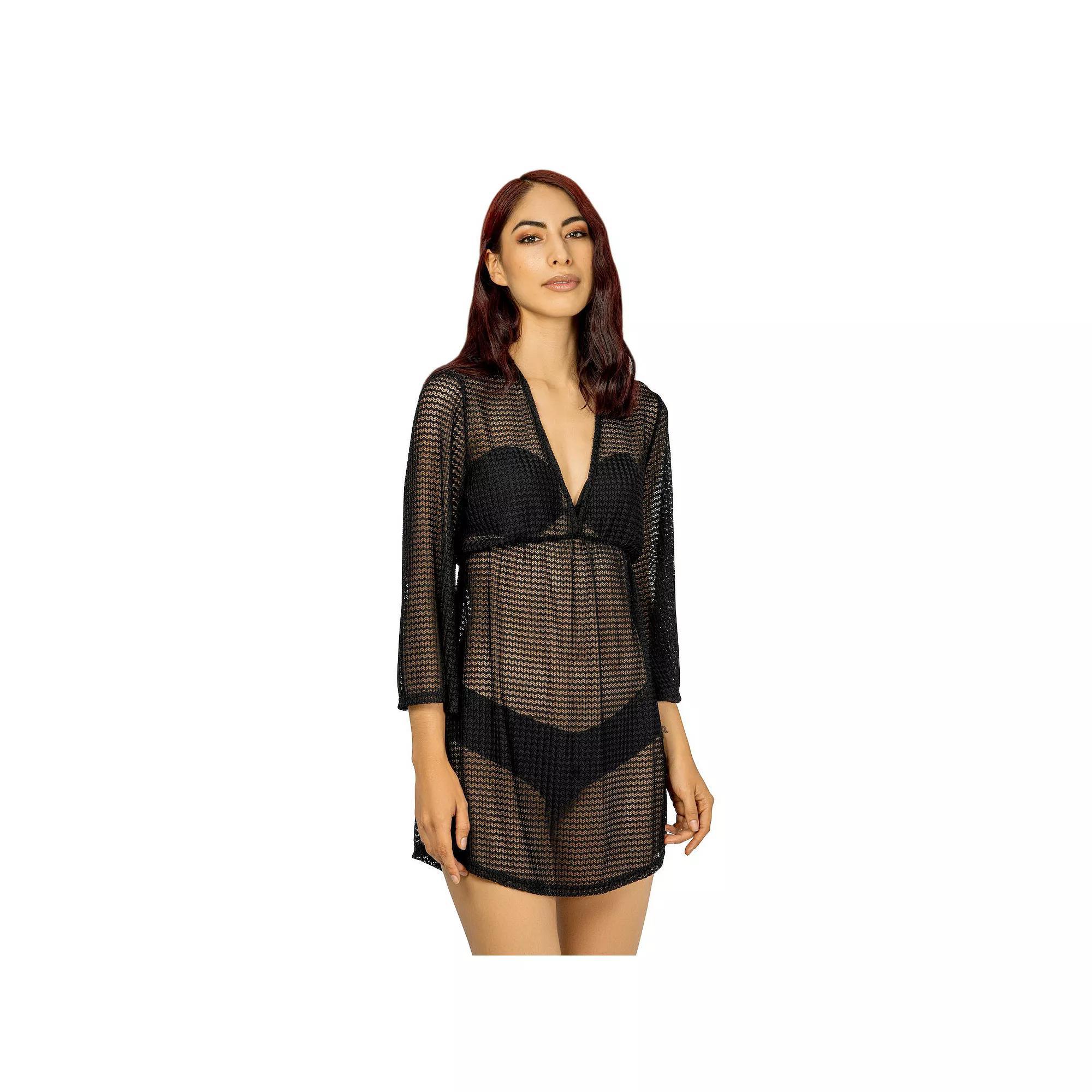 Women's London Times Long Sequin Sleeve V-Neck A-Line Dress, Size: 10, Black Product Image