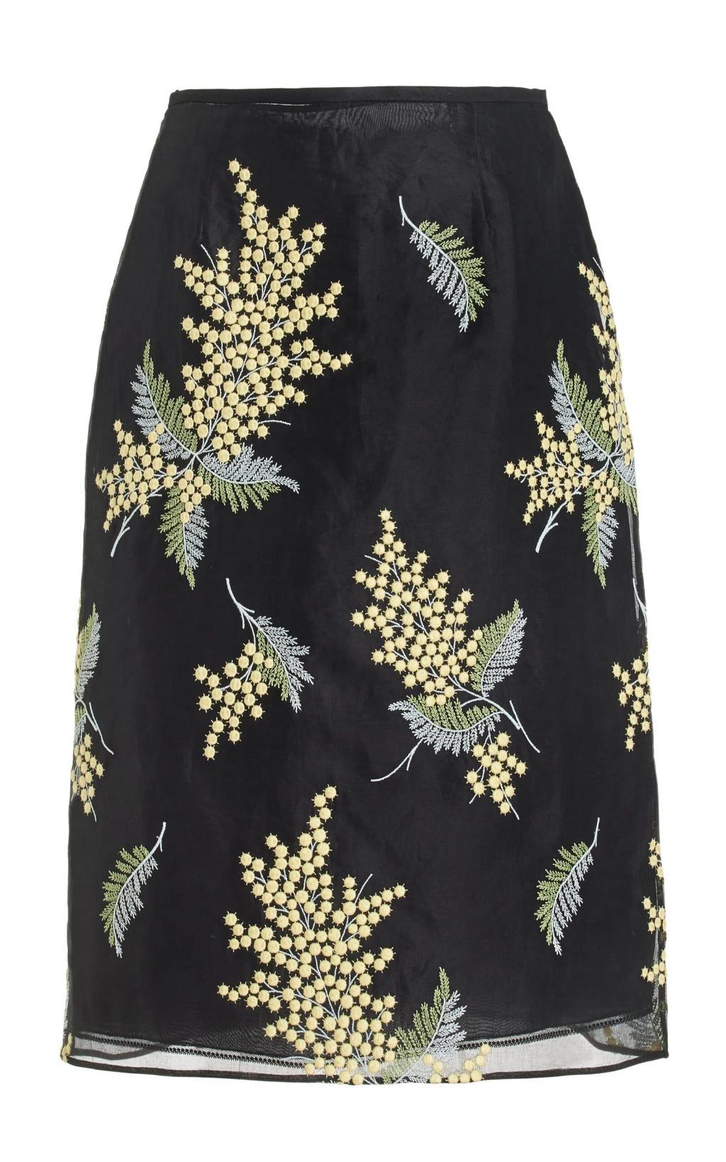 Embroidered organza midi-skirt Product Image
