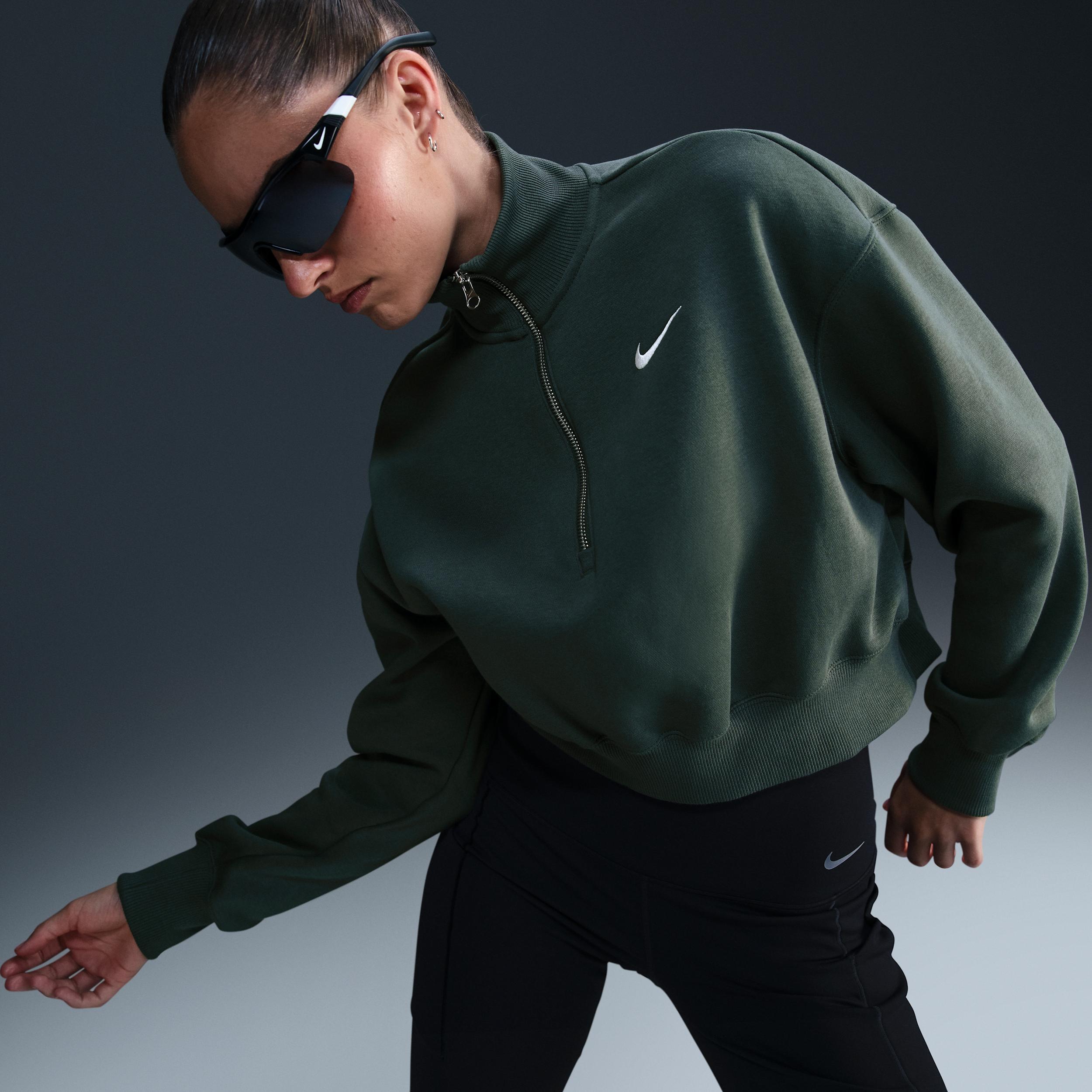 Nike Womens Sportswear Phoenix Fleece Oversized Half-Zip Crop Sweatshirt Product Image