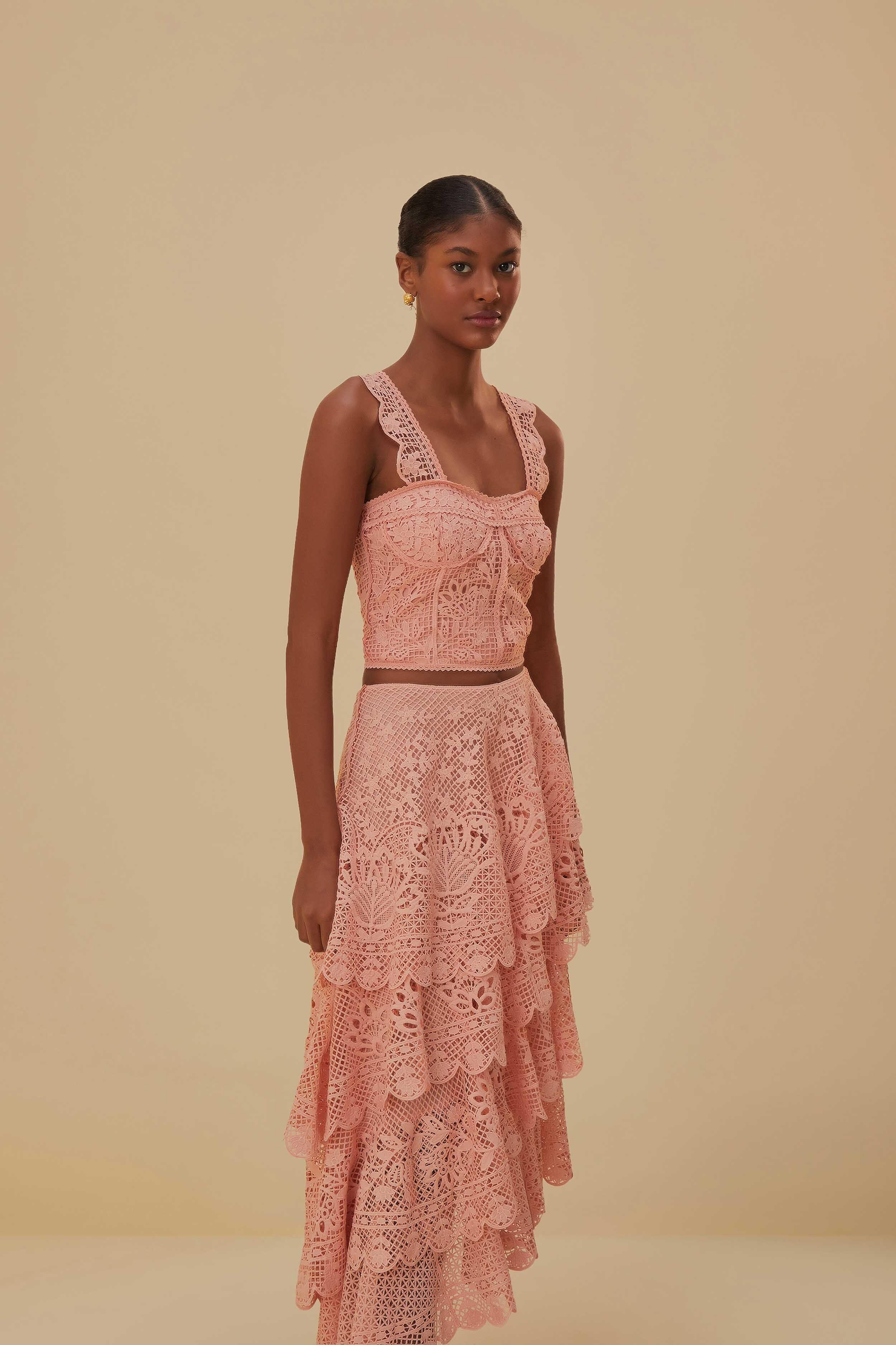 Womens Guipure Lace Tiered Skirt Product Image