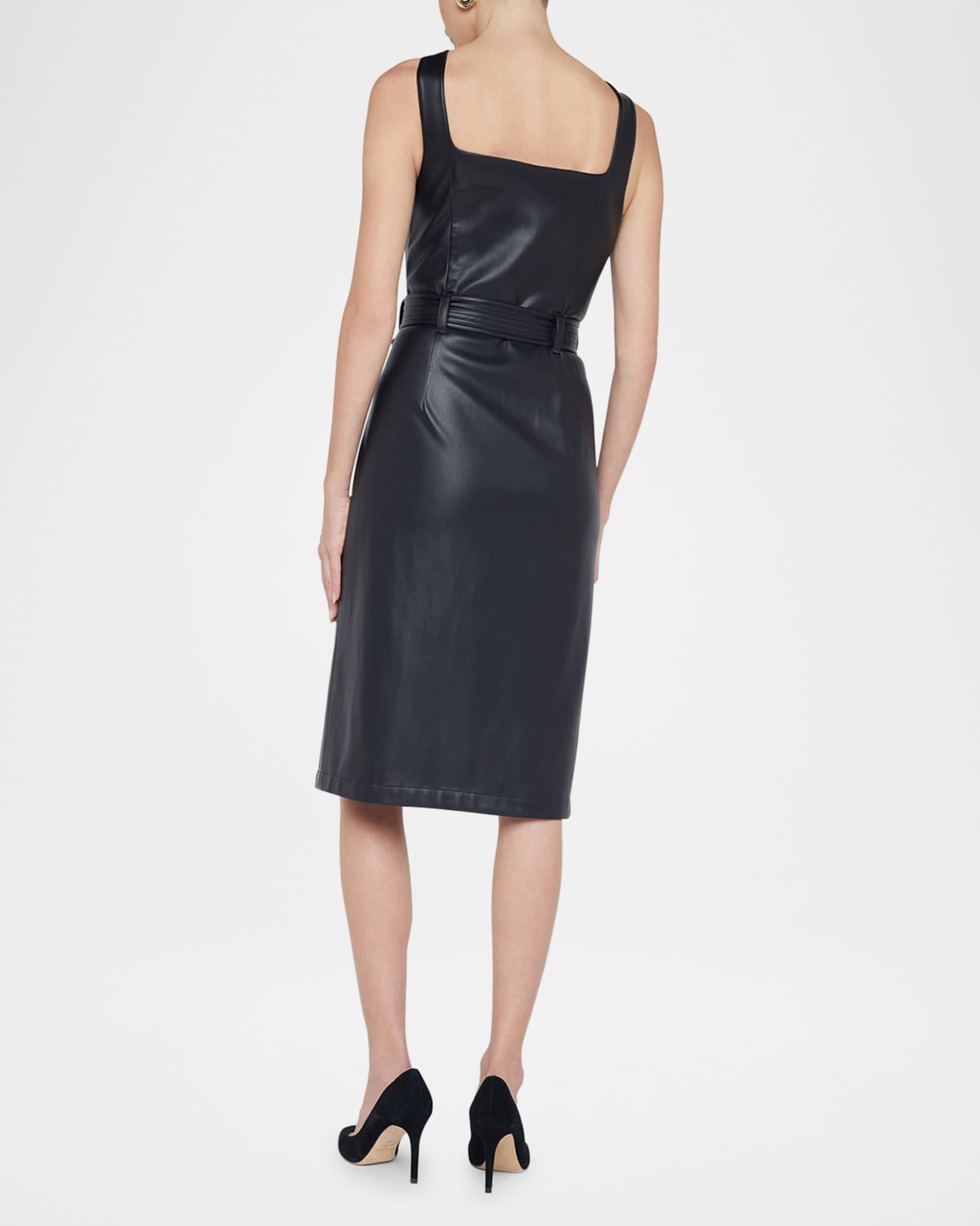 Idy Button-Front Faux Leather Dress Product Image