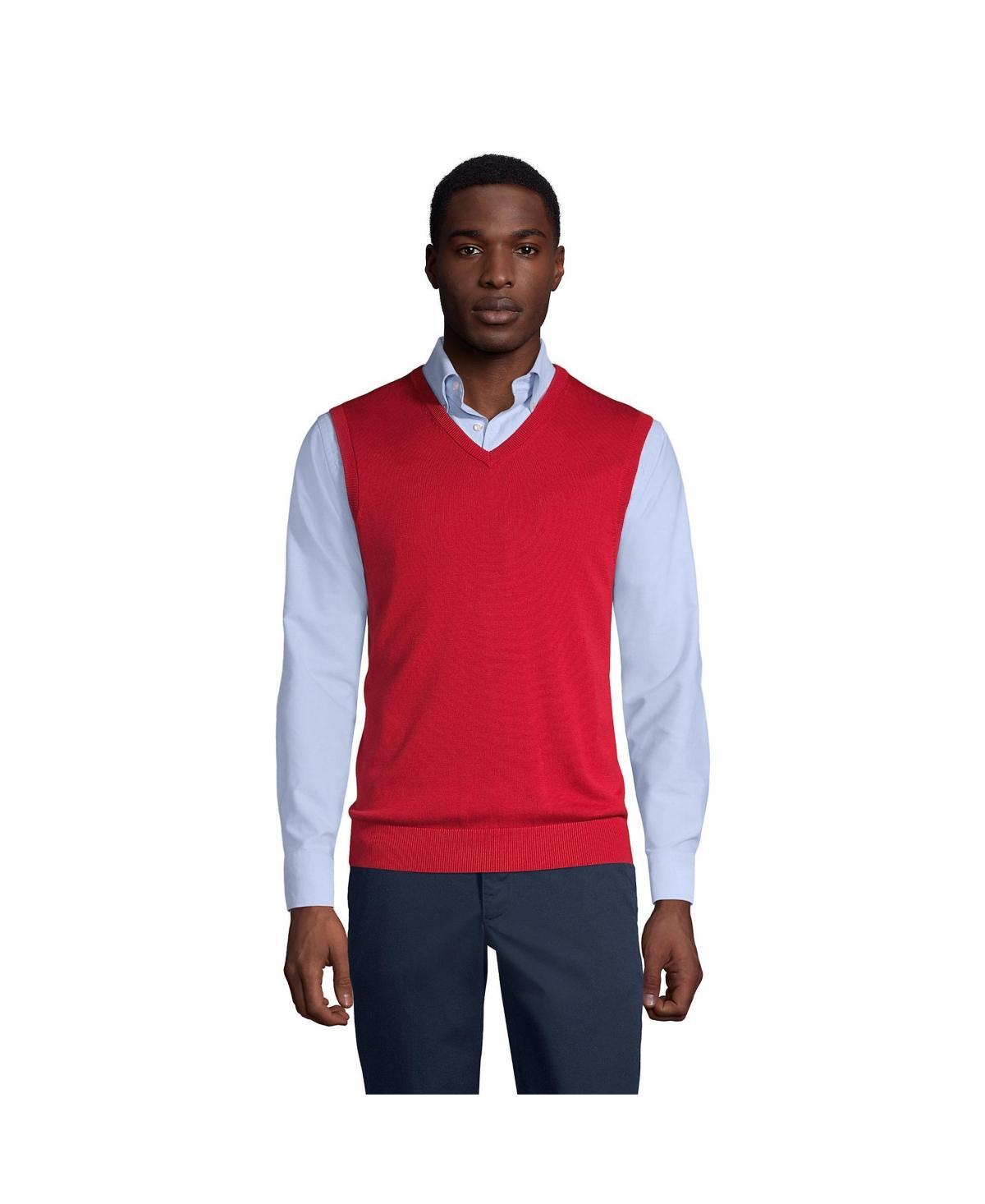 Mens Lands End School Uniform Fine Gauge Sweater Vest Classic Blue Product Image