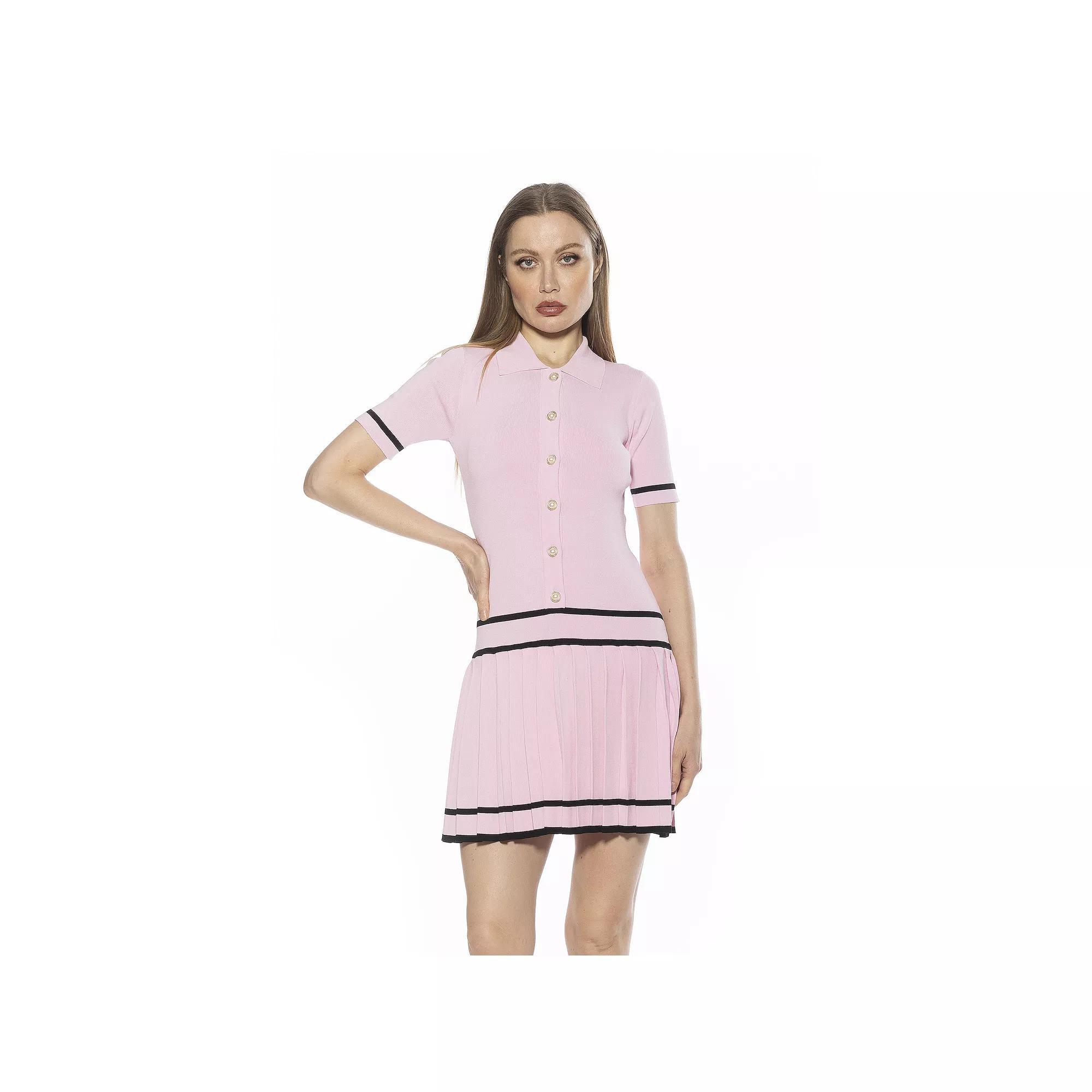 Women's ALEXIA ADMOR Lucinda Collared Short Sleeve Tennis Dress, Size: Medium, Halogen Blue Product Image