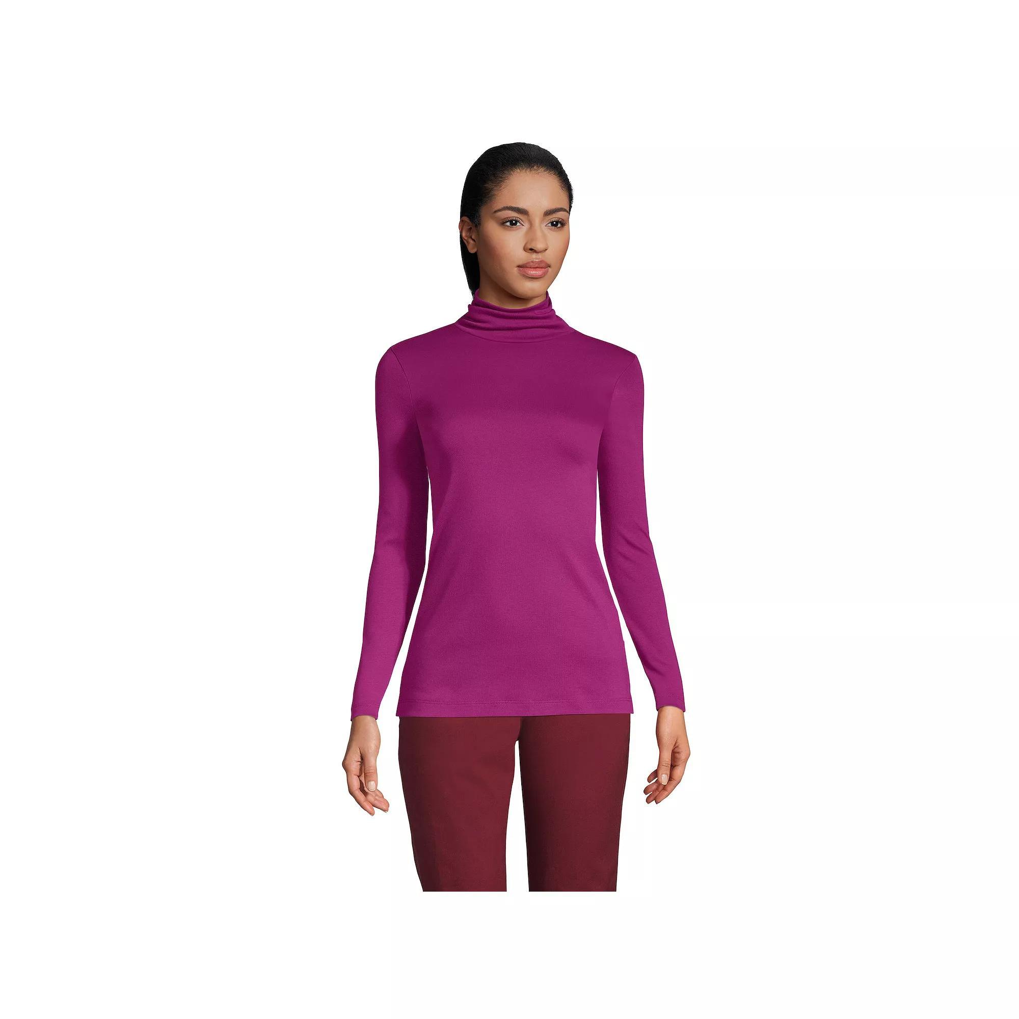 Womens Lands End Supima Cotton Long Sleeve Turtleneck Radiant Blue Product Image