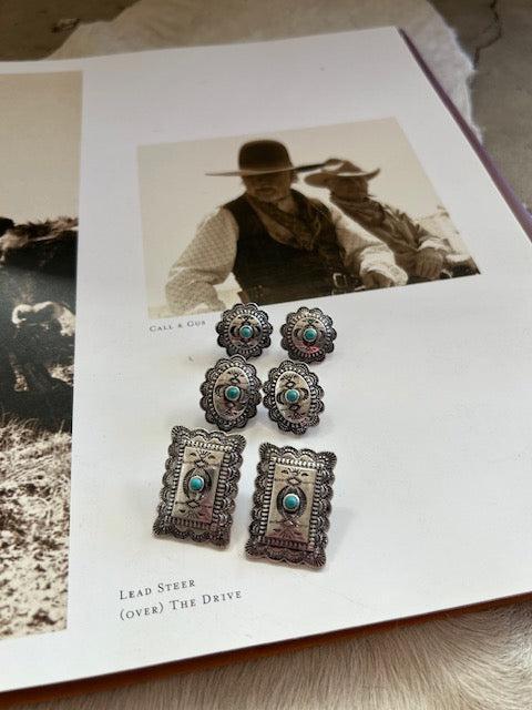 Western Concho and Turquoise Earring Set Product Image