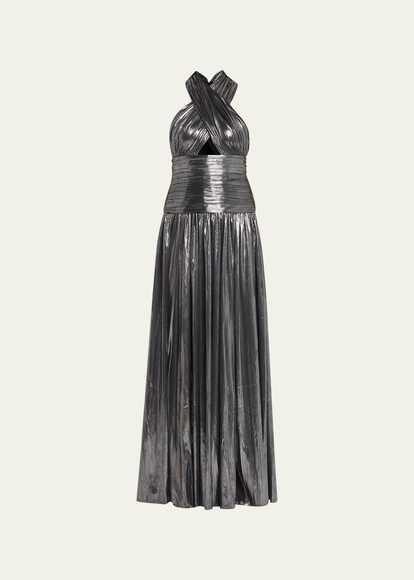 Womens Florence Metallic Halter-Neck Gown Product Image