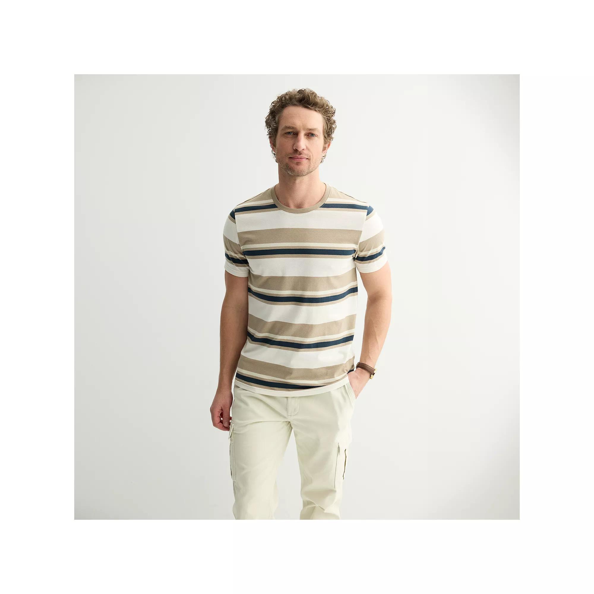 Men's Sonoma Goods For Life® Supersoft Crewneck Tee, Size: Medium, Beige Stripe Product Image