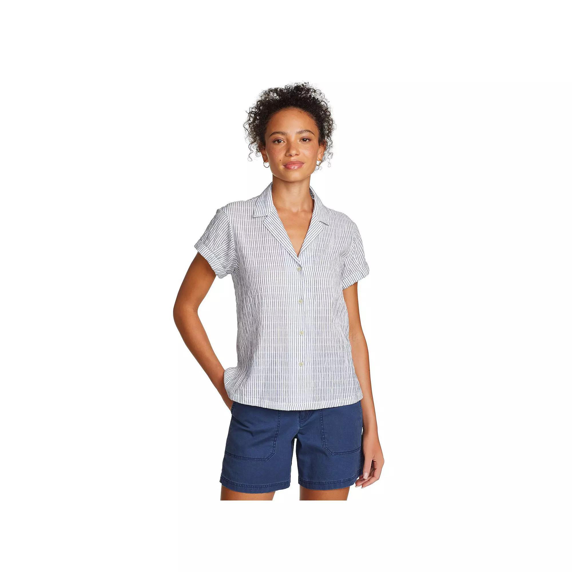 Women's Eddie Bauer Short Sleeve Packable Camp Shirt, Size: XL, White Product Image