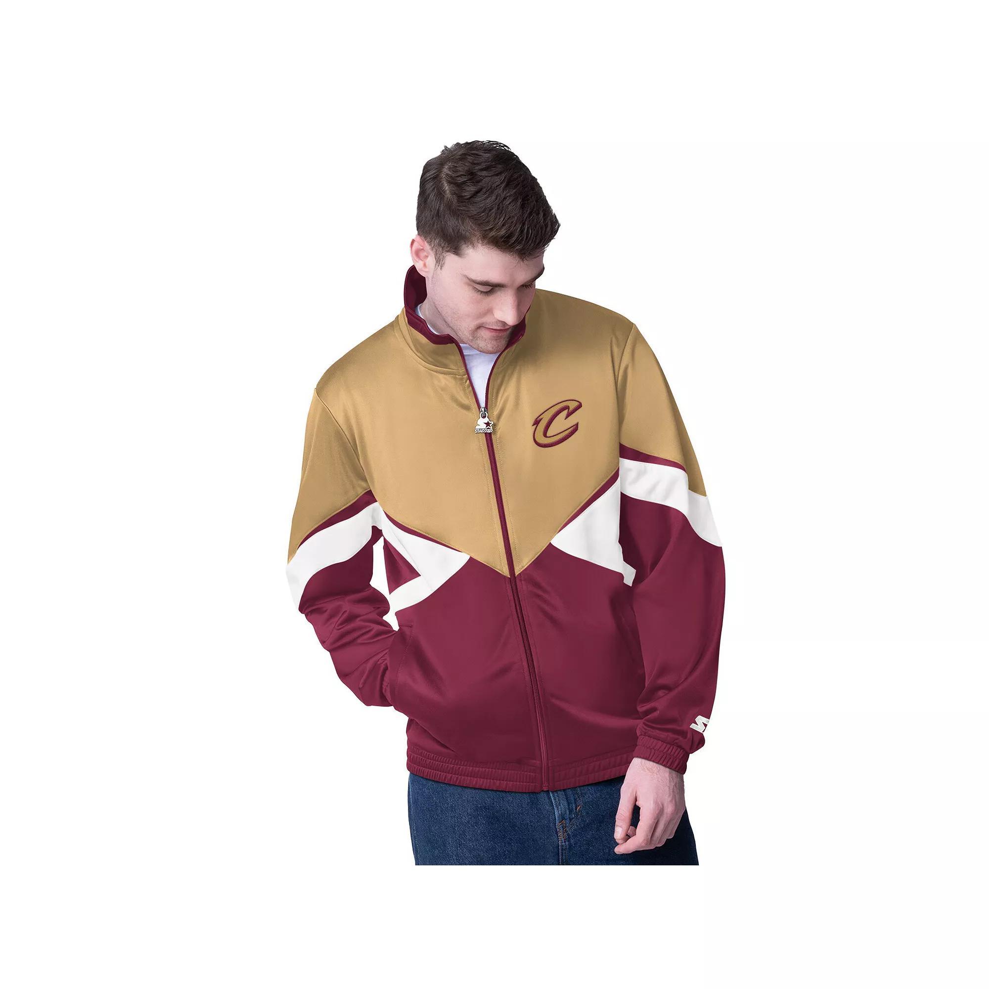 Men's Starter Wine Cleveland Cavaliers Rush Applique Full-Zip Track Jacket, Size: Large, Team Product Image