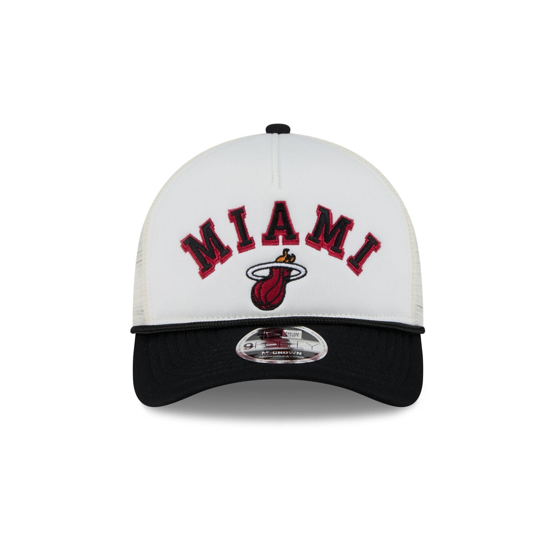 Miami Heat Chrome Arch 9FORTY M-Crown A-Frame Trucker Hat Male Product Image