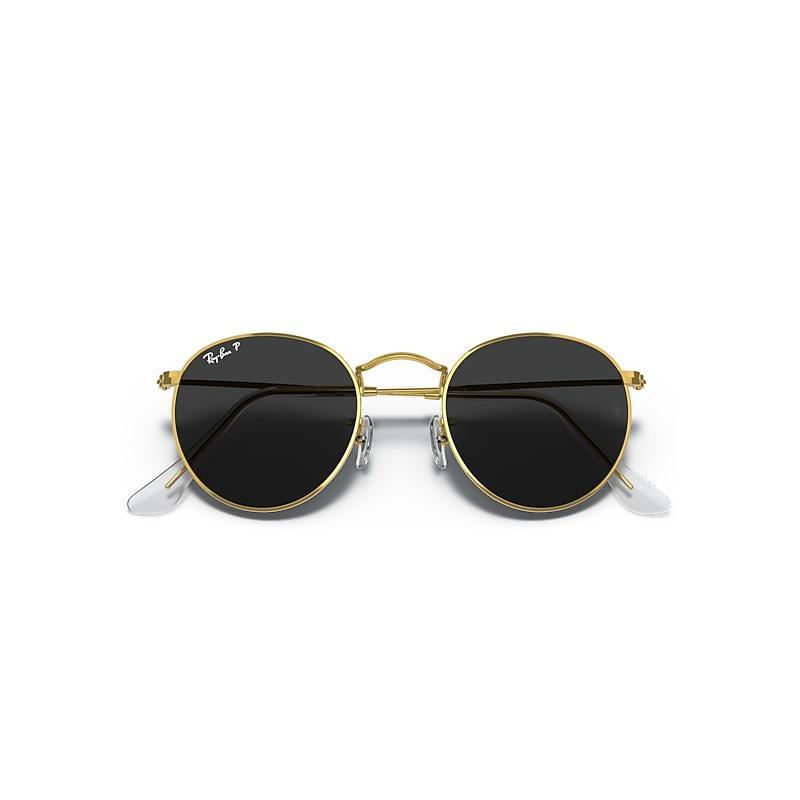 Ray-Ban Round Metal Sunglasses Frame Black Lenses Polarized Product Image