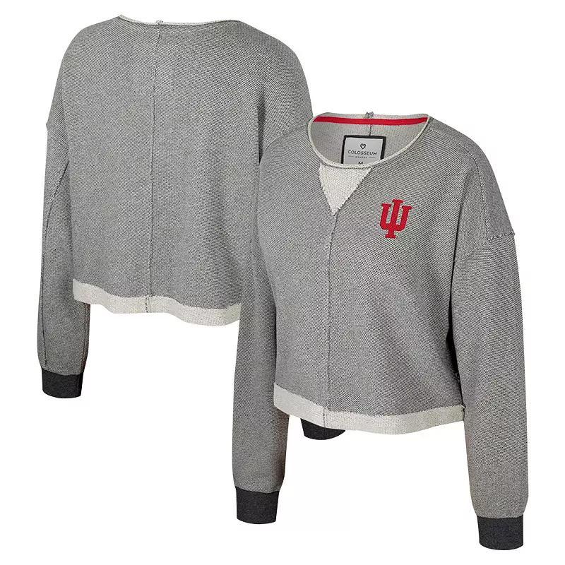 Women's Colosseum Charcoal Indiana Hoosiers Magnum Scoop Neck Cropped Pullover Sweatshirt, Size: XXL Product Image