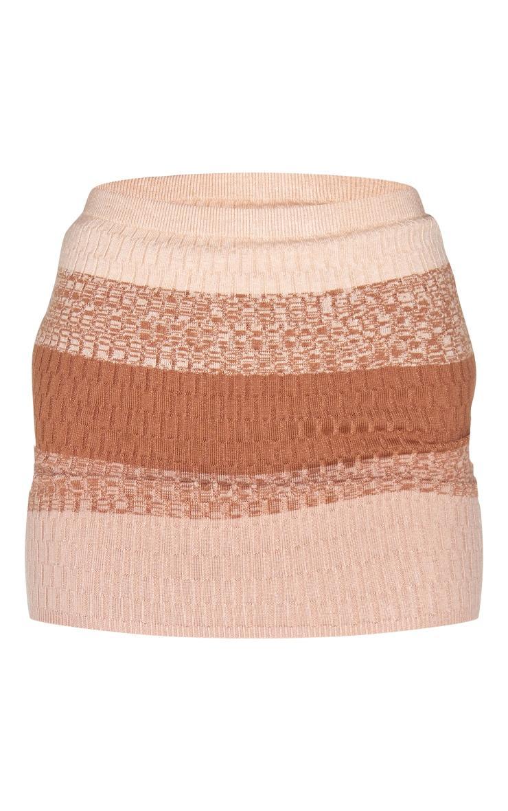 Beige Absract Knitted Mini Skirt Product Image