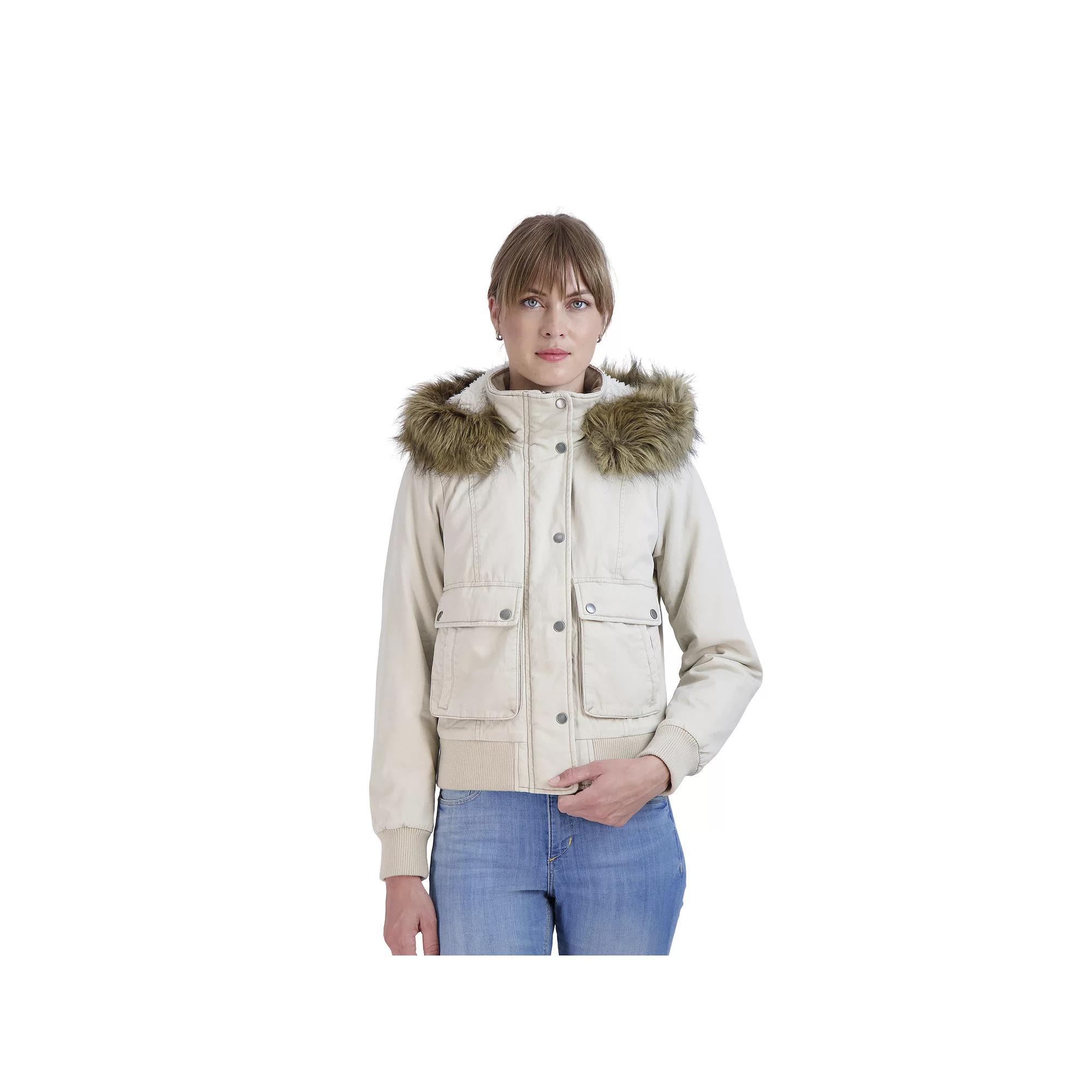 Juniors' Sebby Faux-Fur Hood Bomber Parka, Women's, Size: Large, Grey Product Image