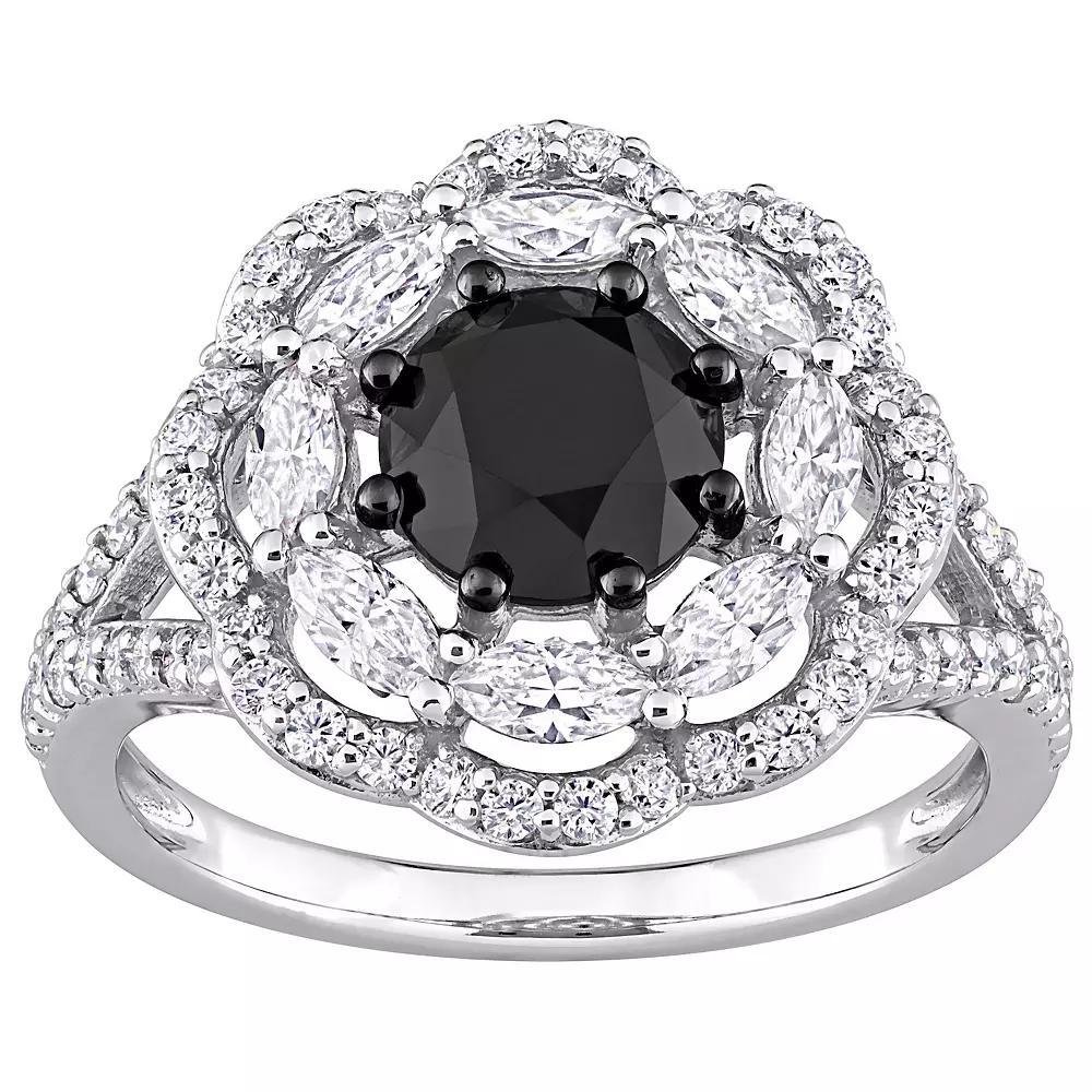 Stella Grace 10k White Gold 1 1/2 Carat T.W. Black Diamond & Lab-Created Moissanite Engagement Ring, Women's, Size: 4.50 Product Image