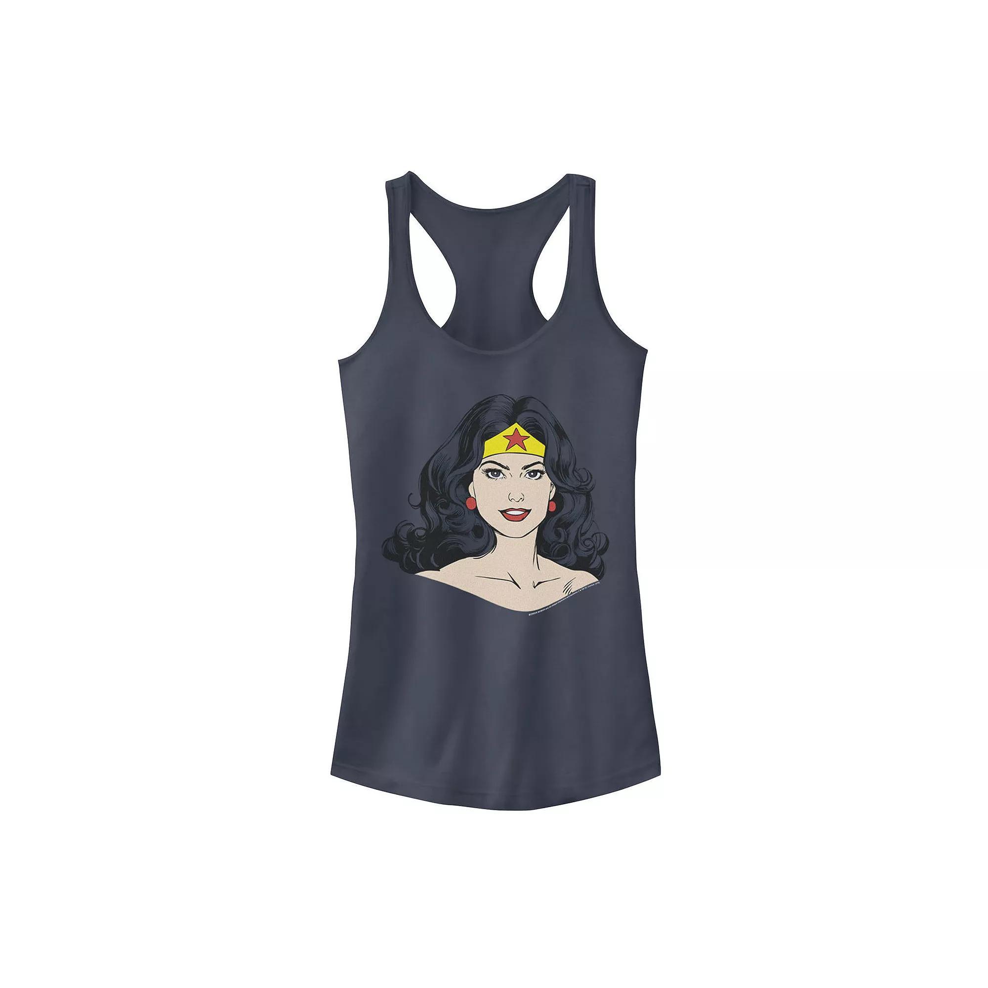 Juniors' DC Comics Wonder Woman Face Portrait Tank Top, Girl's, Size: Small, Blue Product Image