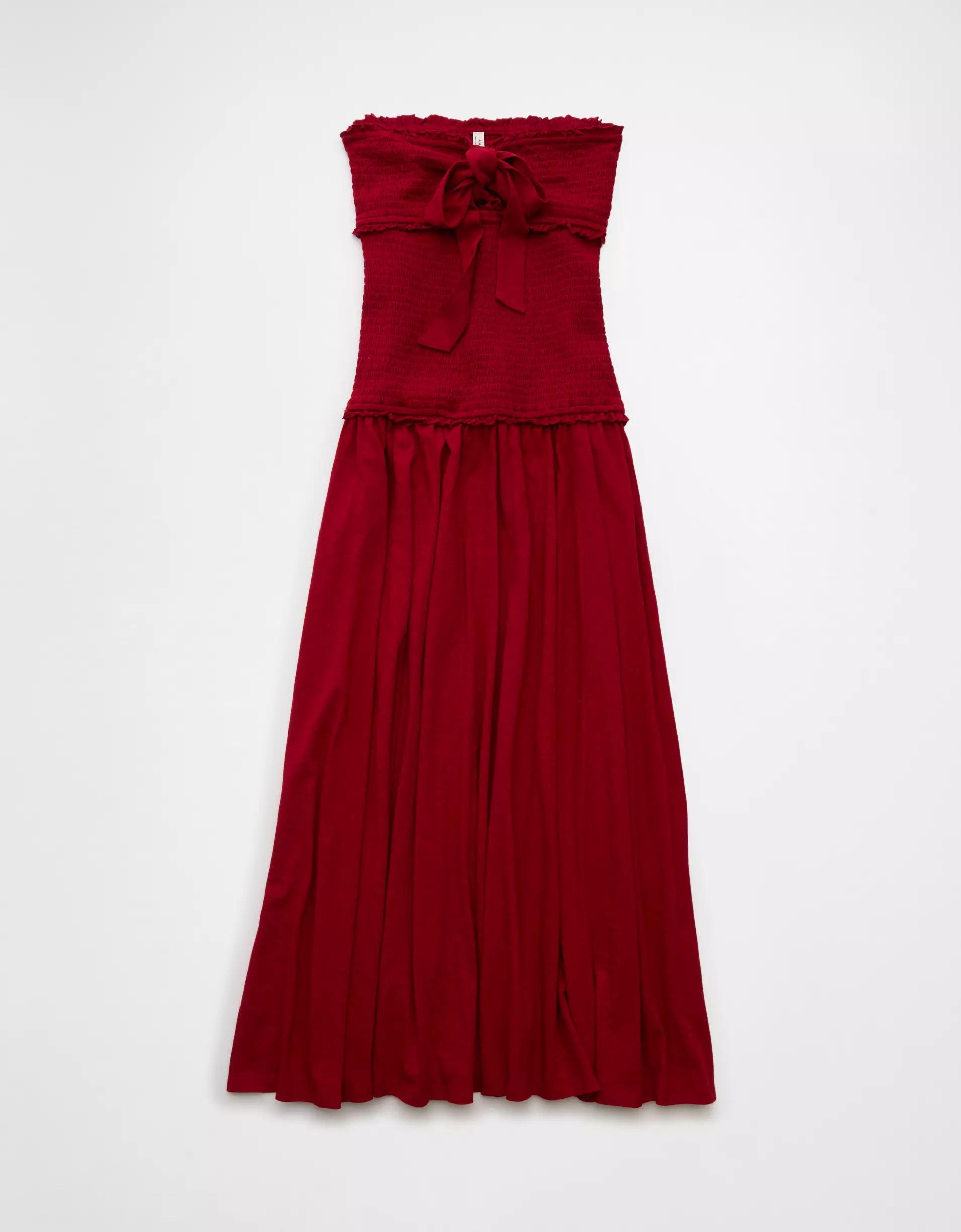 AE Sunchaser Knit Smocked Drop Waist Midi Dress Product Image