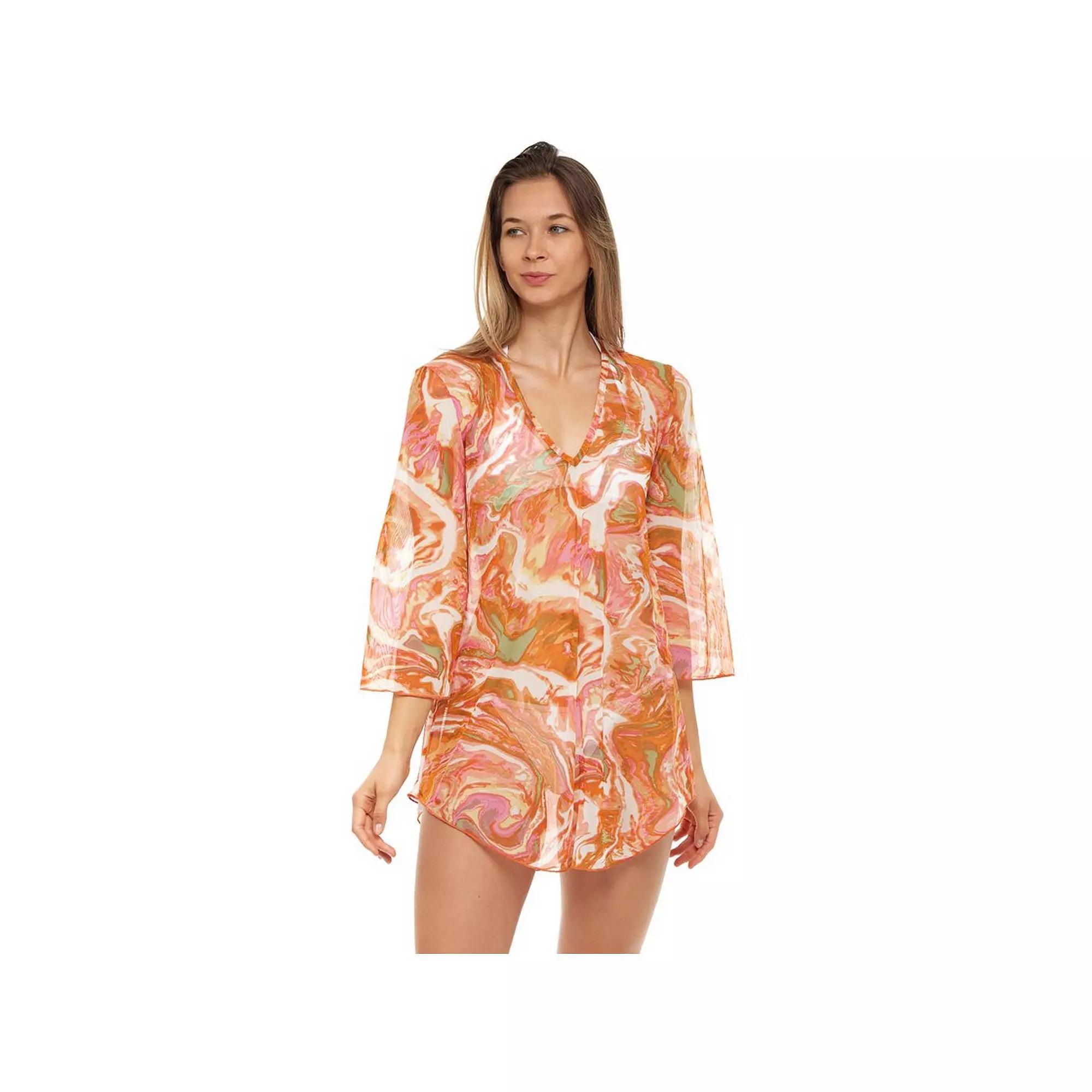 Womens Jordan Taylor Printed Mesh Tunic Swim Cover-Up Green Product Image