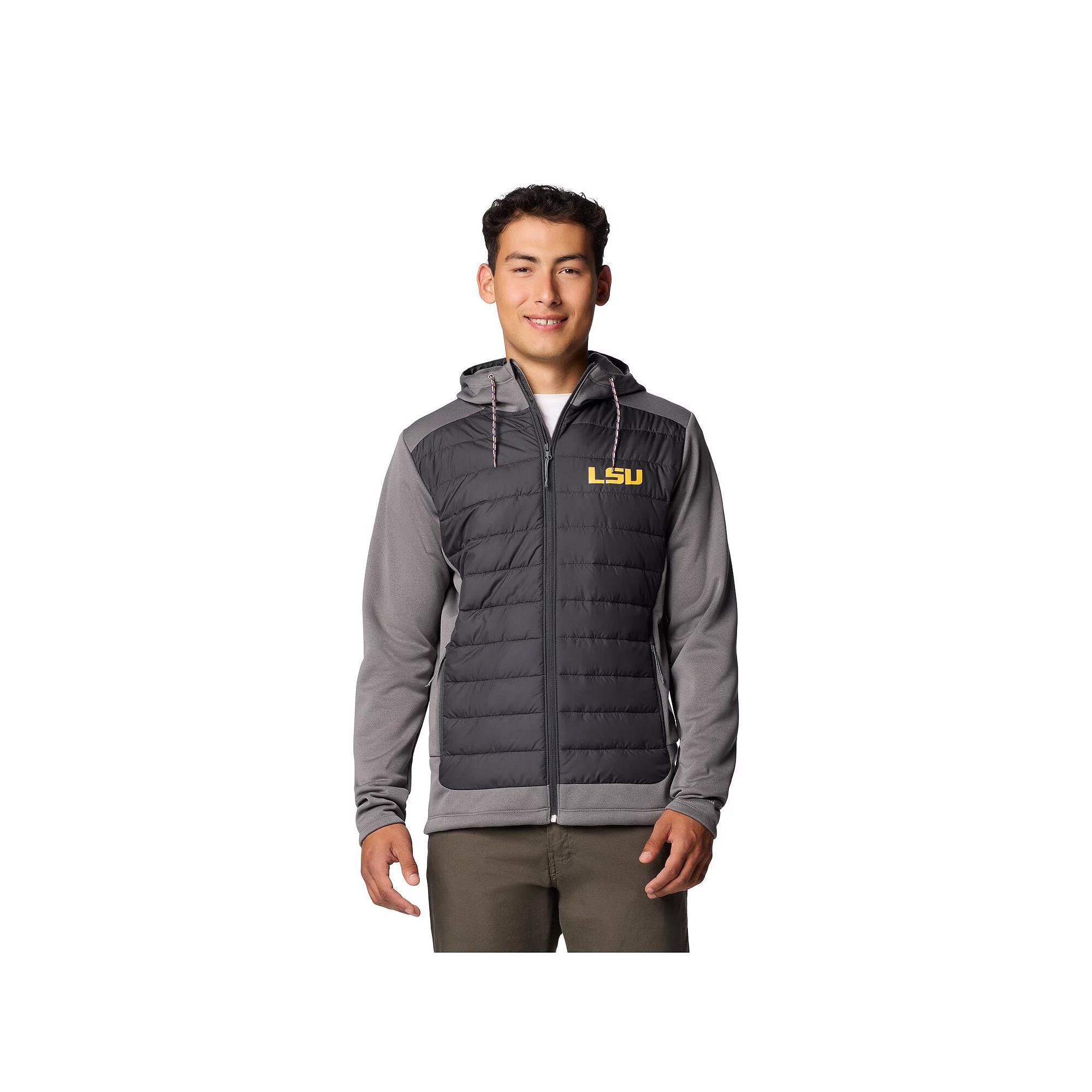 Men's Columbia  Charcoal/Gray LSU Tigers Out-Shield Hybrid Full-Zip Hoodie Jacket, Size: Large Product Image