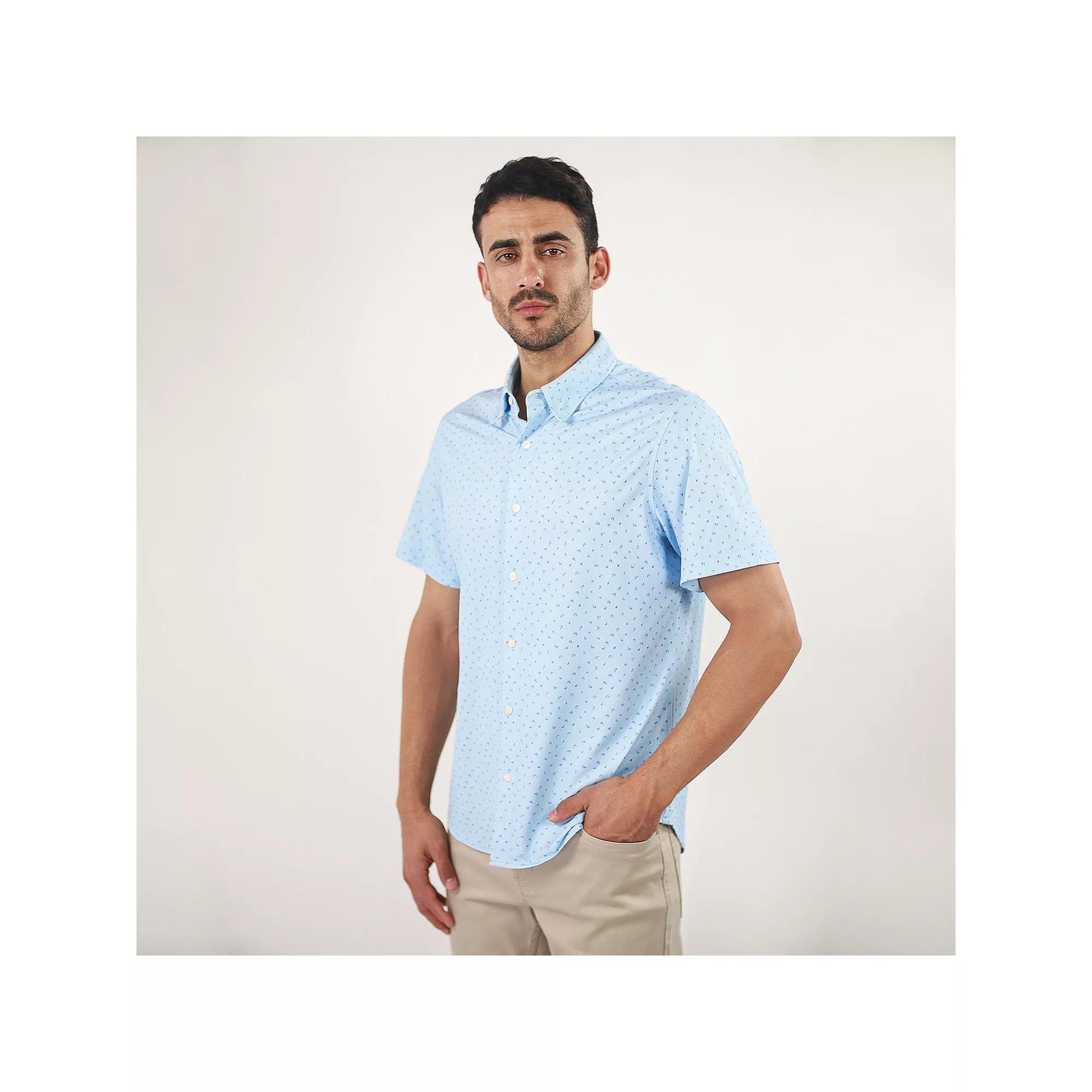 Men's JACHS NY Short Sleeve 4-Way Stretch Knit Performance Shirt, Size: Medium, Light Blue Product Image