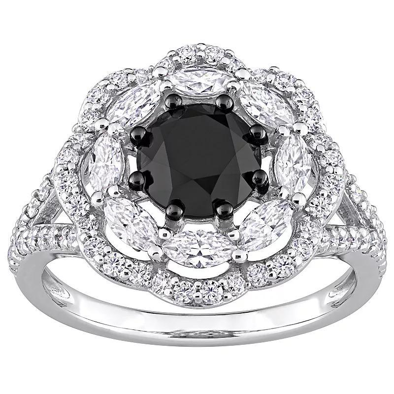 Stella Grace 10k White Gold 1 1/2 Carat T.W. Black Diamond & Lab-Created Moissanite Engagement Ring, Women's, Size: 4.50 Product Image