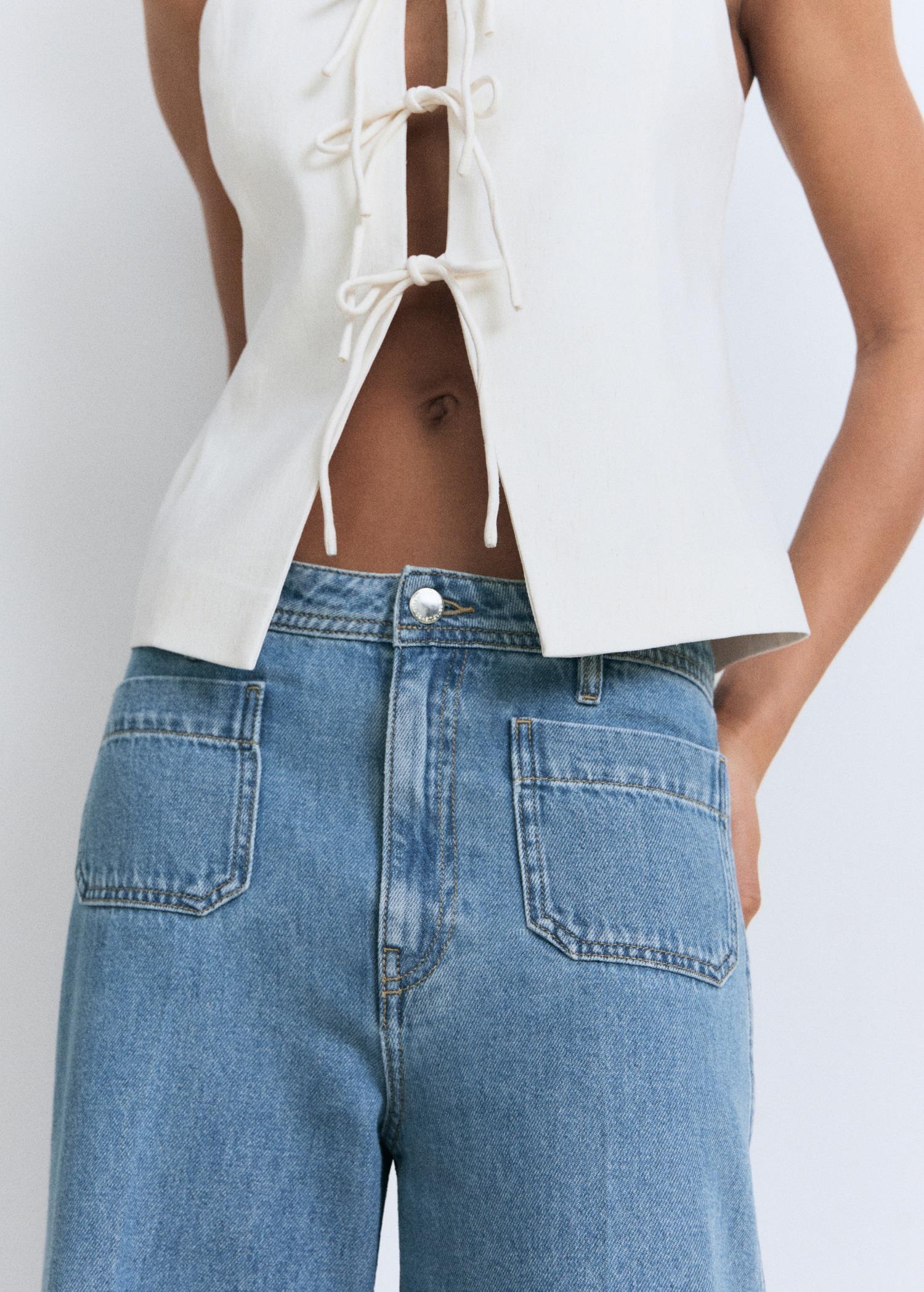 High-rise wideleg  jeans with pockets - Women | MANGO USA Product Image
