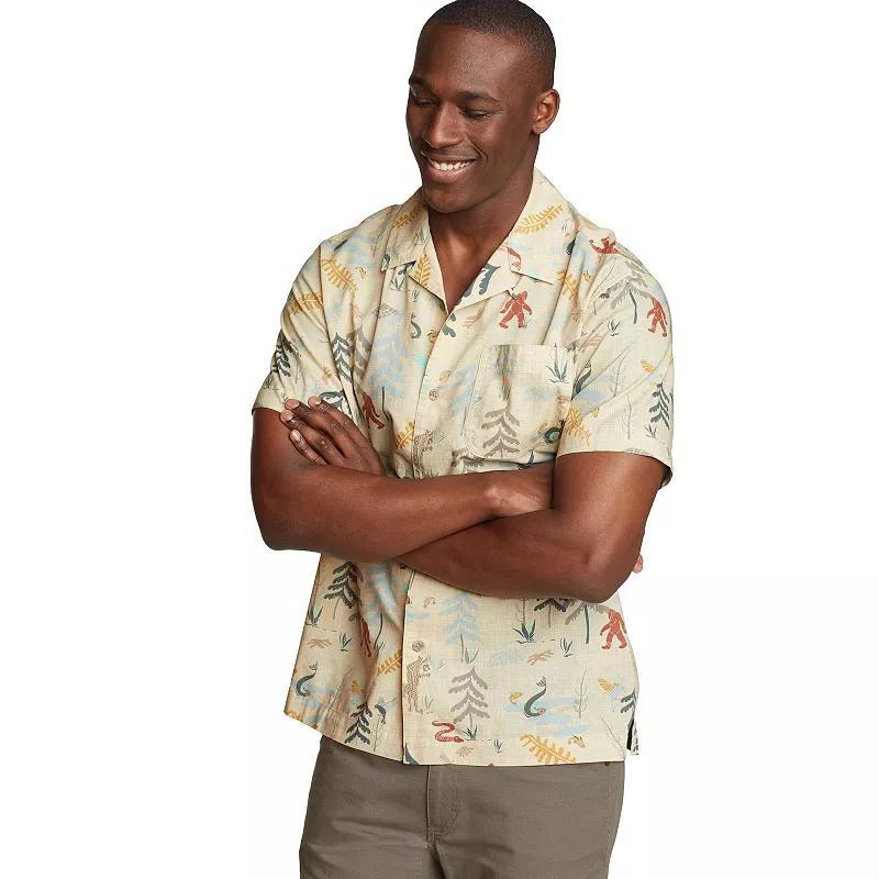 Men's Eddie Bauer Baja Print Short Sleeve Button-Down Shirt, Size: Small, Tile Blue Product Image