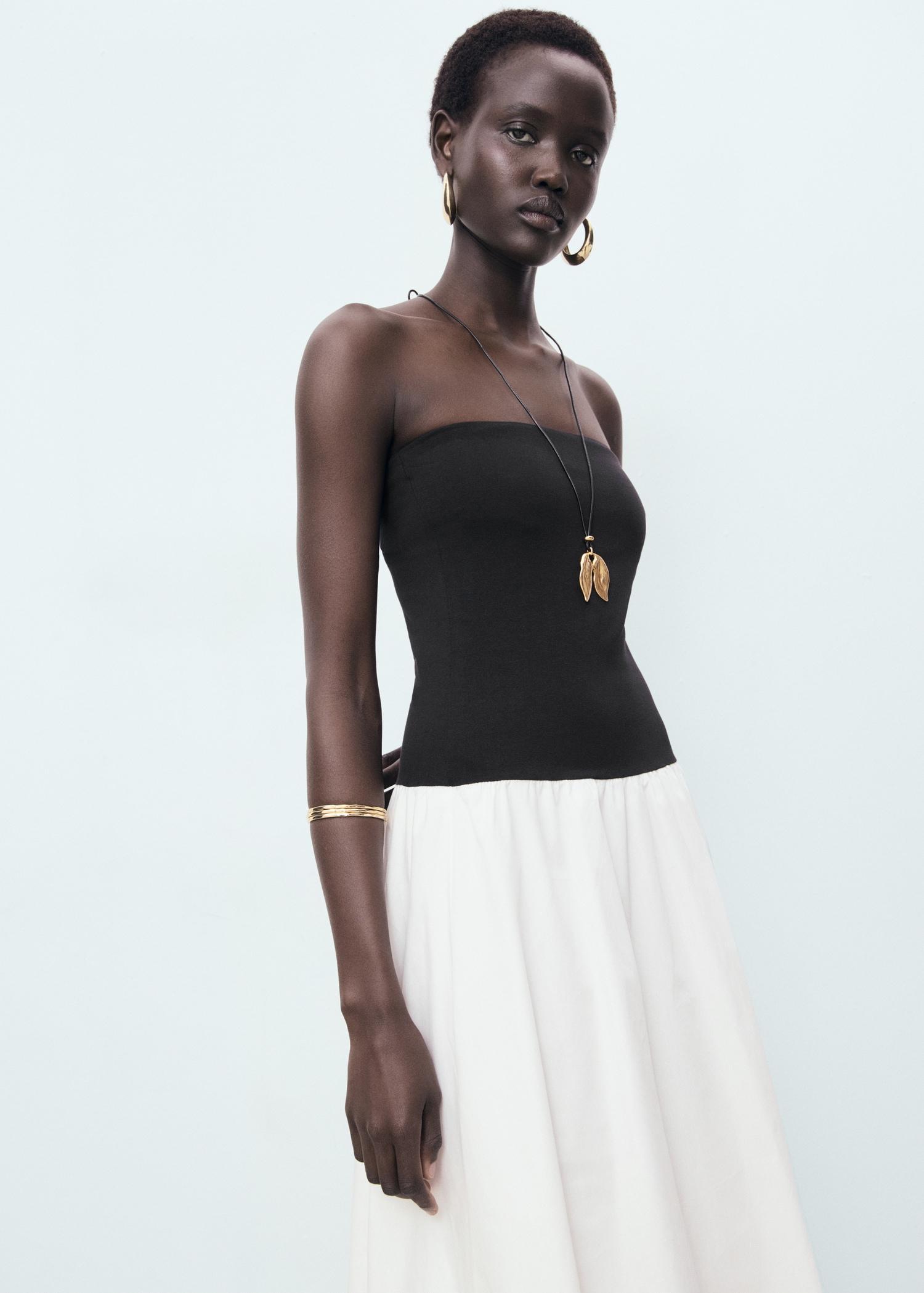 Combined knitted balloon dress - Women | MANGO USA Product Image