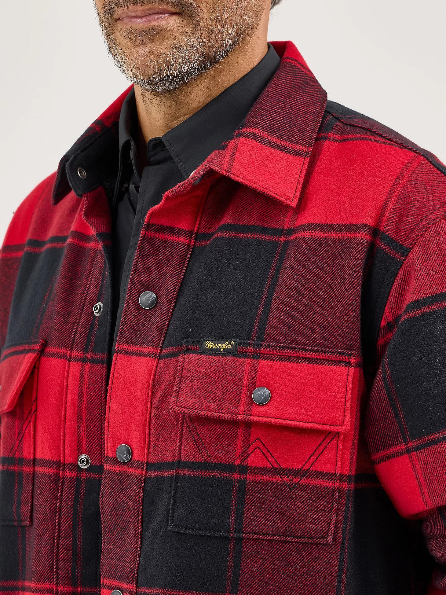 Men's Wrangler Sherpa Lined Flannel Snap Shirt Jacket | Men's JACKETS & OUTERWEAR | Wrangler® Product Image