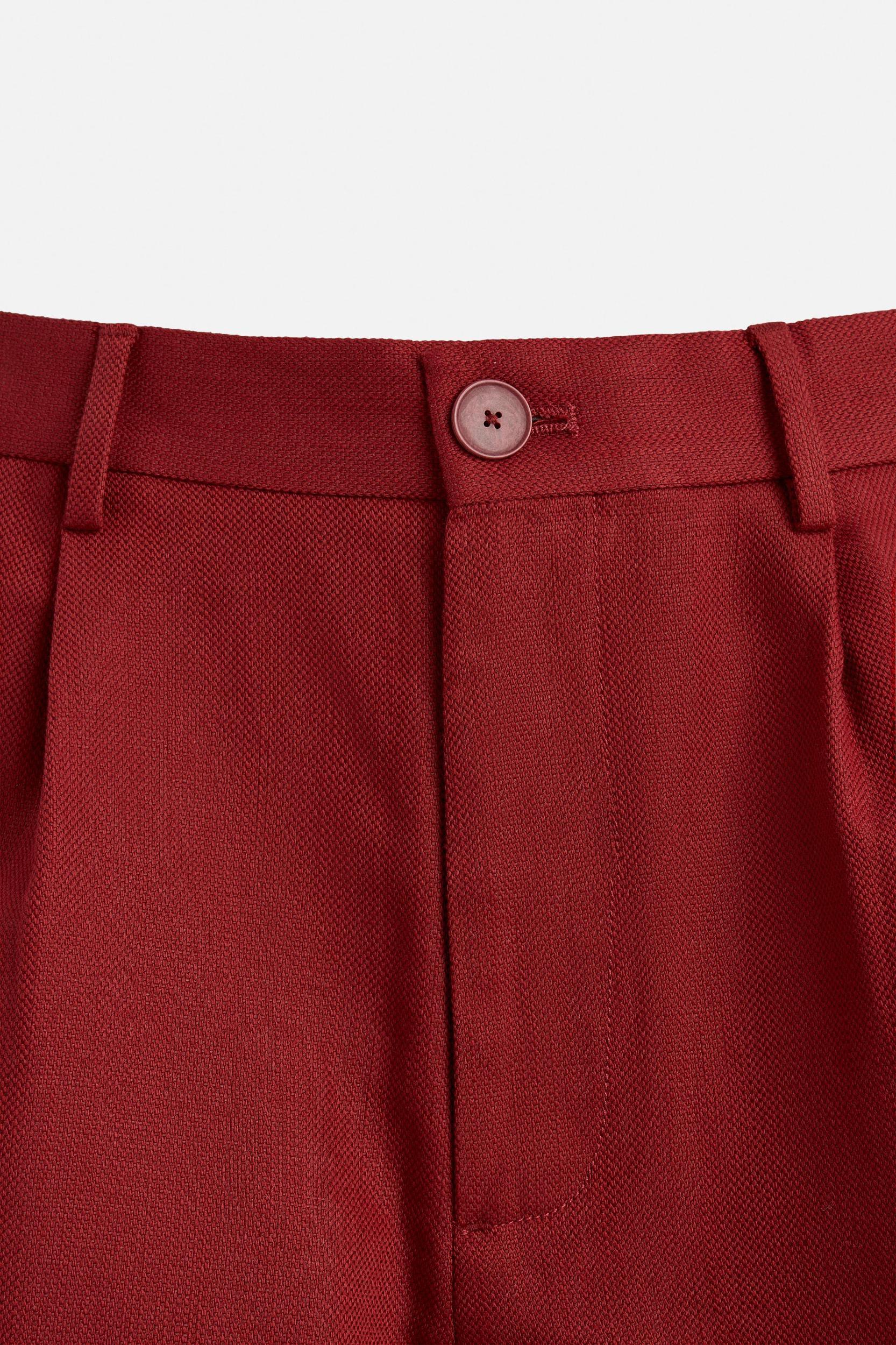 COTTON LINEN TEXTURED BERMUDA SHORTS Product Image