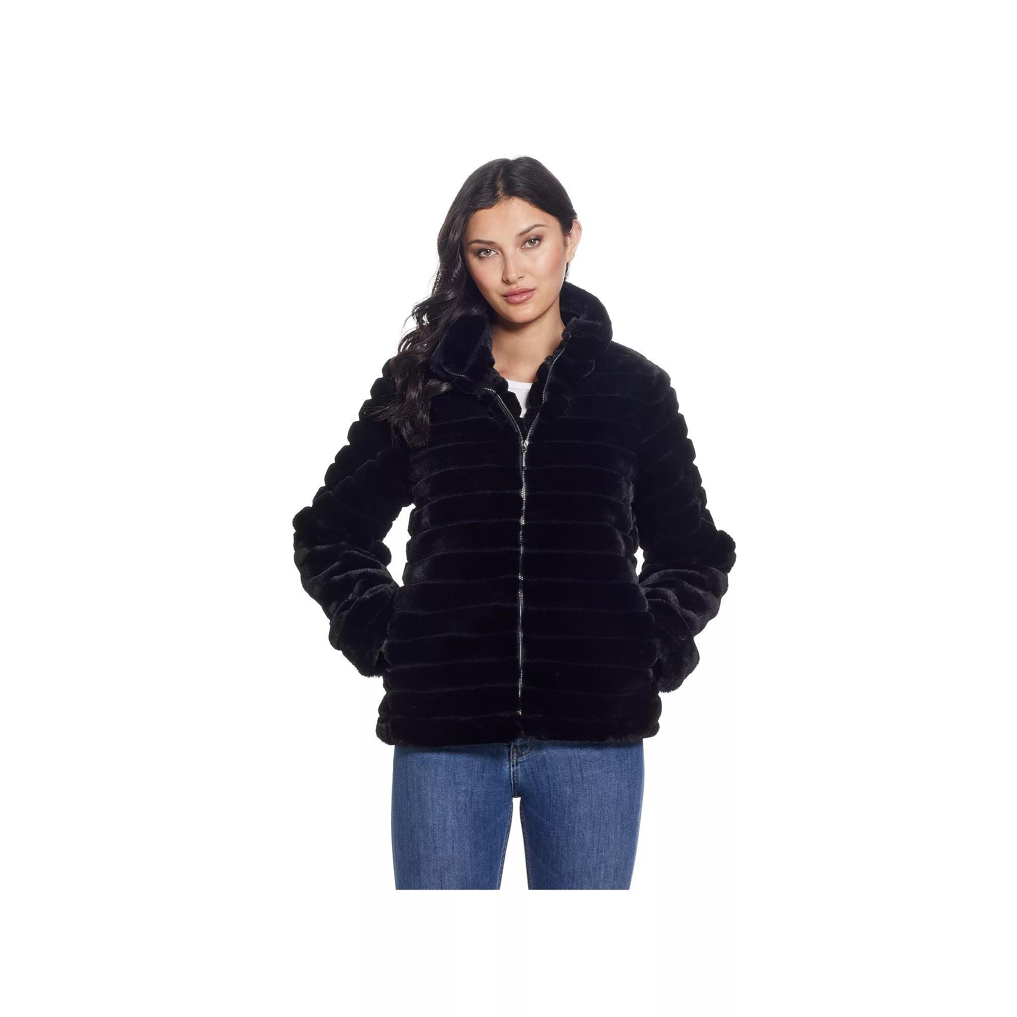 Women's Weathercast Grooved Faux Fur Jacket, Size: Small, Ivory Product Image