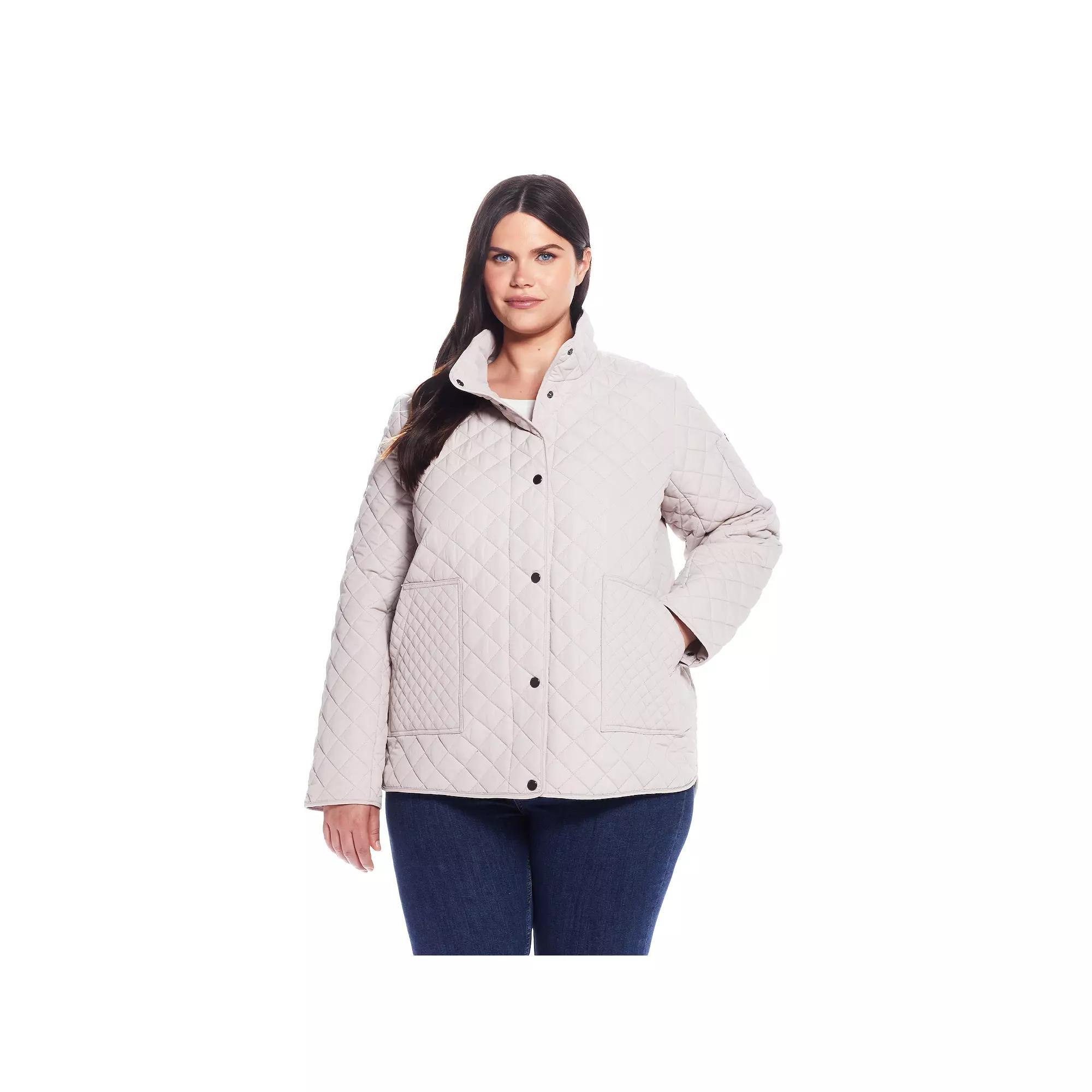 Women's Weathercast Mixed Diamond Quilted Modern Barn Jacket, Size: Small, Oatmeal Product Image