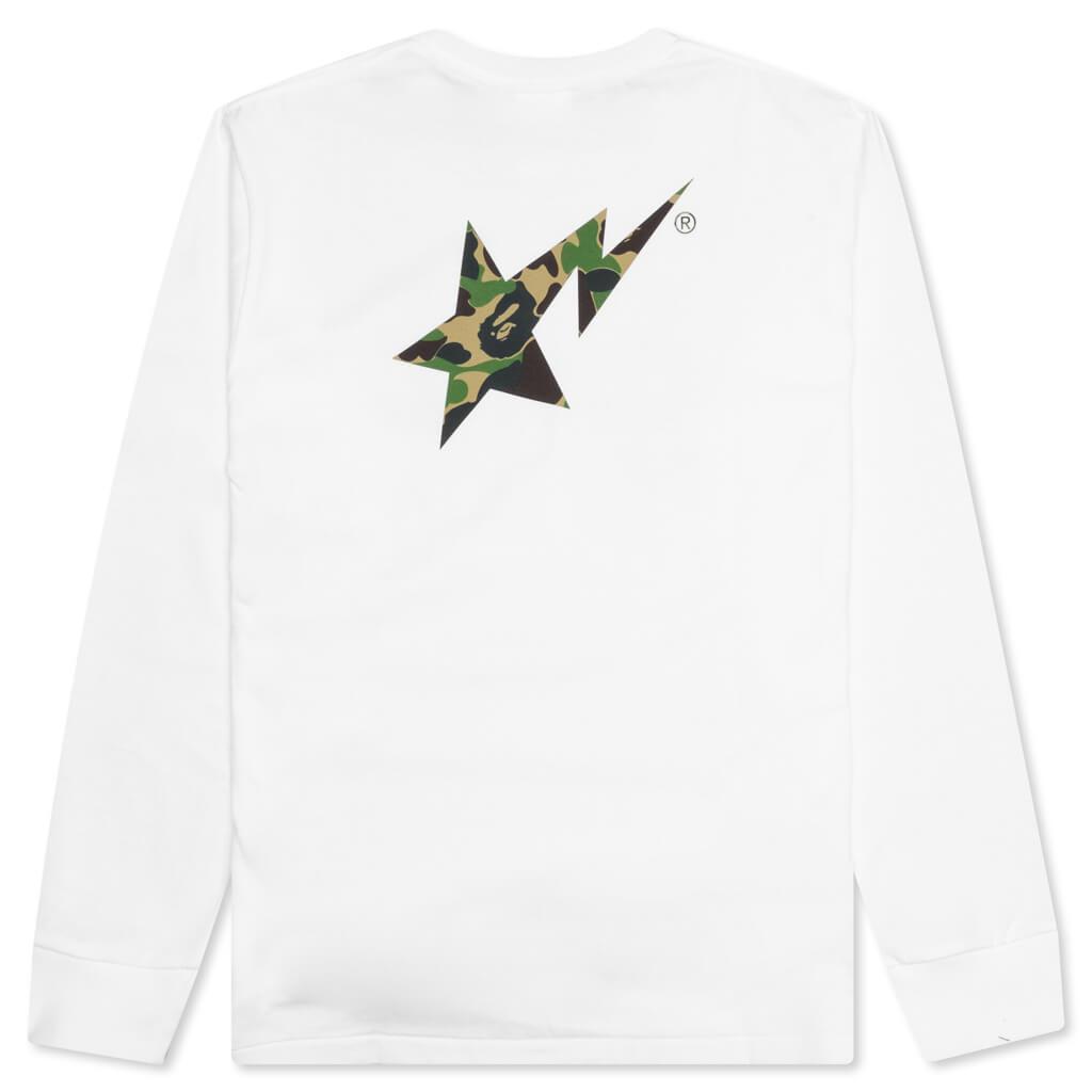 Abc Camo Bape Sta Logo L/S Tee - White/Green Male Product Image