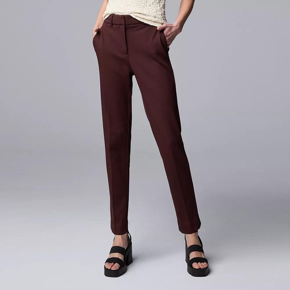 Women's Simply Vera Vera Wang Stretch Knit High Rise Ankle Trouser Pants, Size: 2, Java Product Image