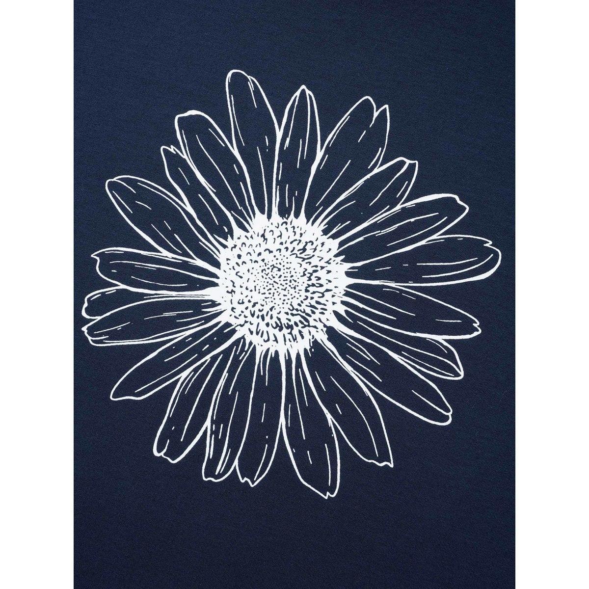 Plus Size Floral Print Crew Neck Sweatshirt Women Indigo Casual Non Round Neck Everyday Sweatshirts BloomChic 18-20/2X Product Image