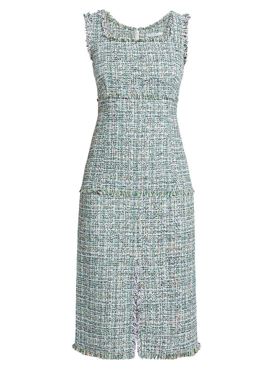 Womens Cotton-Blend Tweed Sheath Dress Product Image