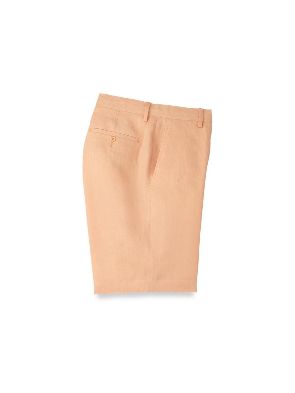 Linen Chambray Twill Flat Front Shorts - Apricot Product Image