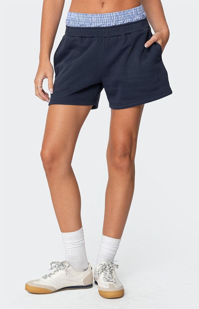 Edikted Women's Plaid Boxer Detail Sweat Shorts Product Image