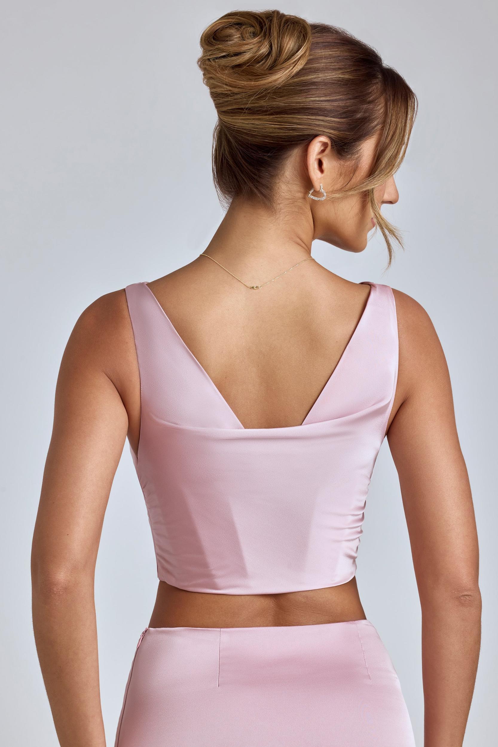 Draped Cowl Corset in Blush Product Image