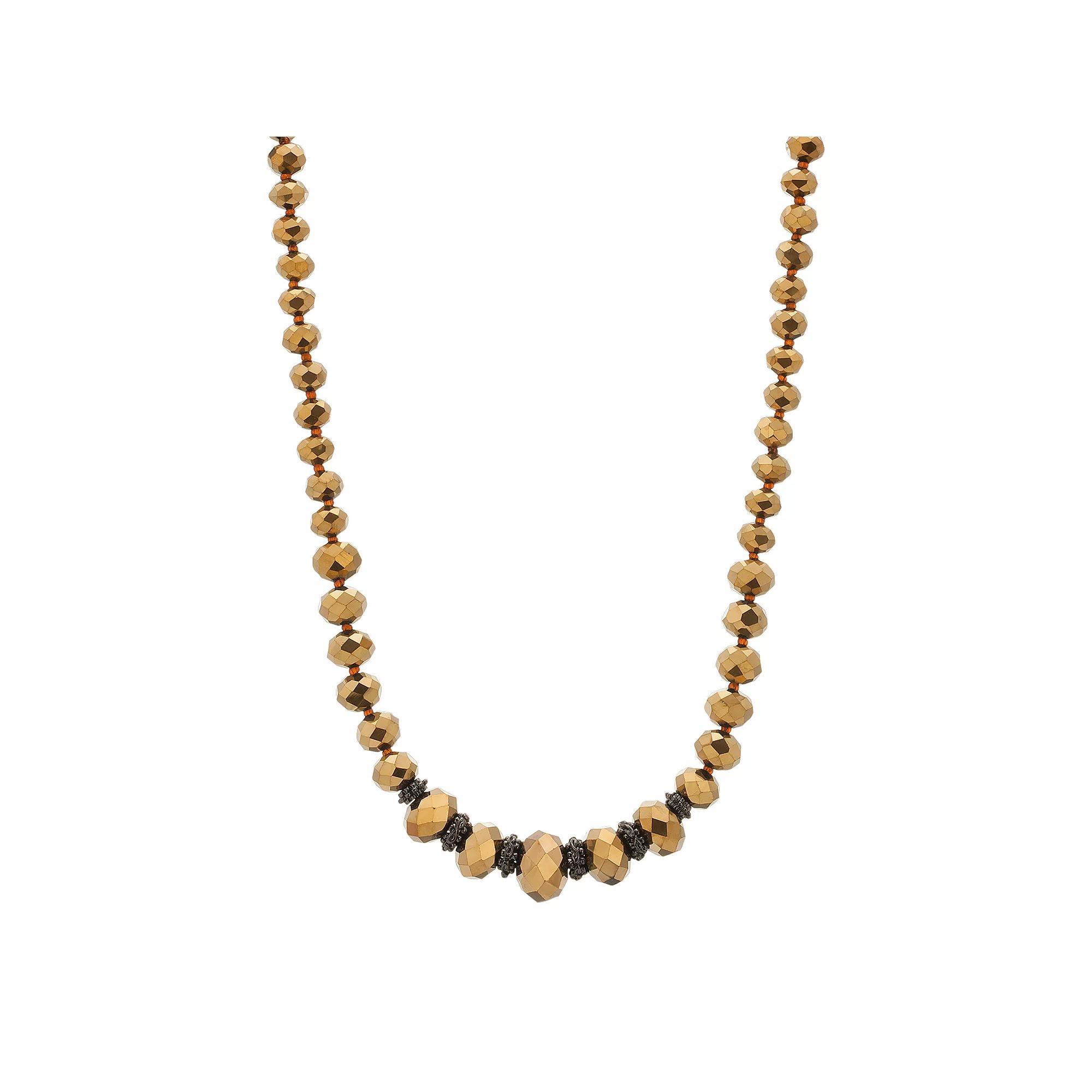 1928 Two Tone Bead Necklace, Womens, Black Product Image