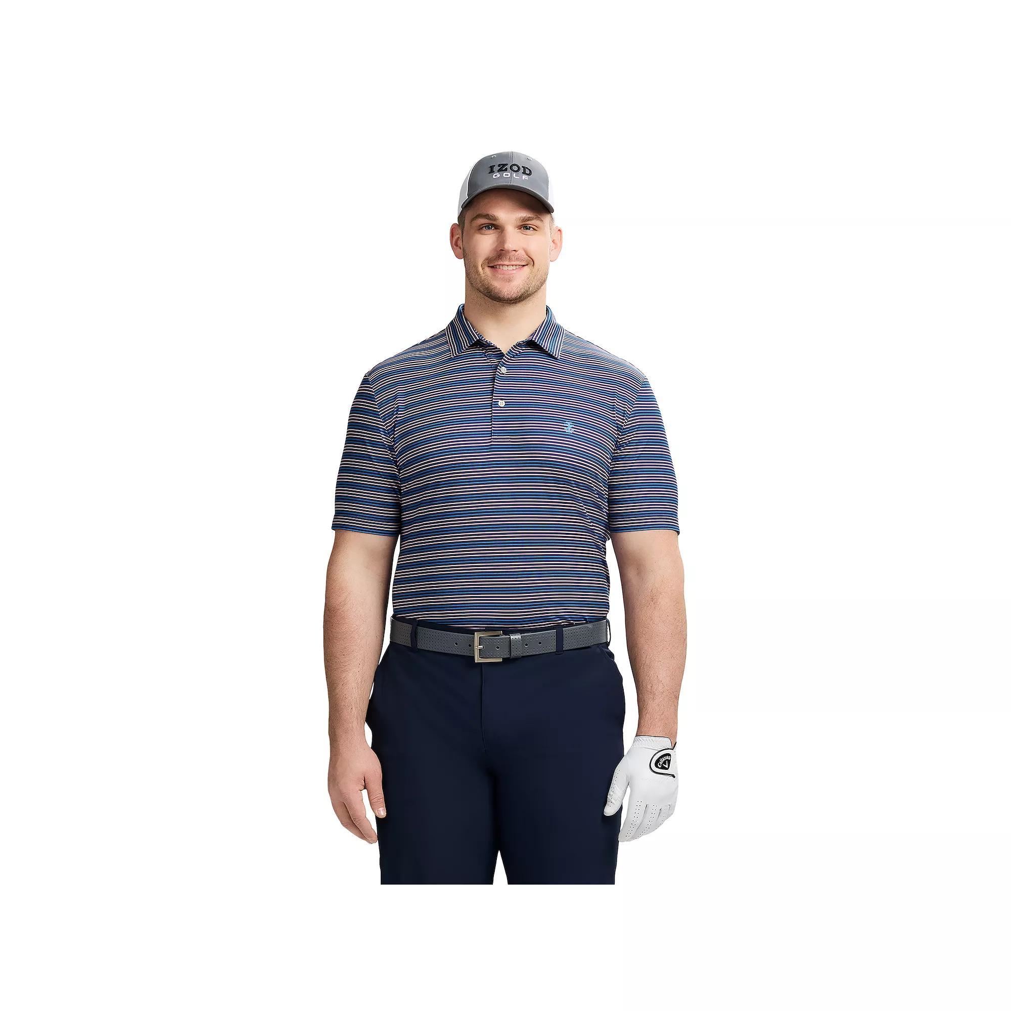 Big & Tall IZOD Swingflex Elite Golf Short Sleeve Polo Shirt, Men's, Size: 3XL Tall, Medieval Blue Stripe Product Image