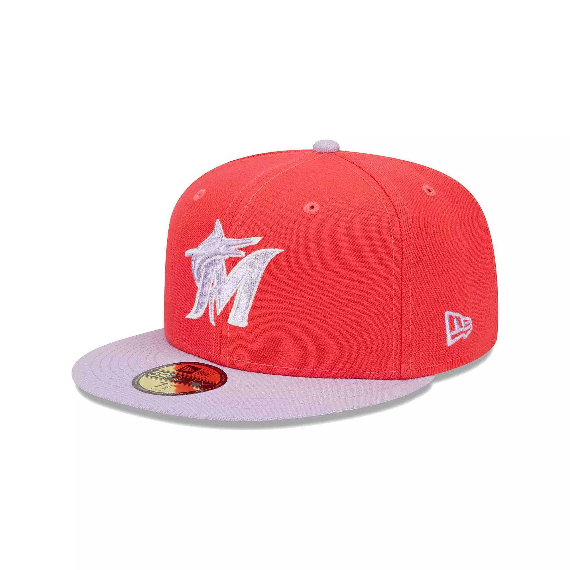 Mens New Era /Lavender Miami Marlins Spring Color Two-Tone 59FIFTY Fitted Hat Product Image