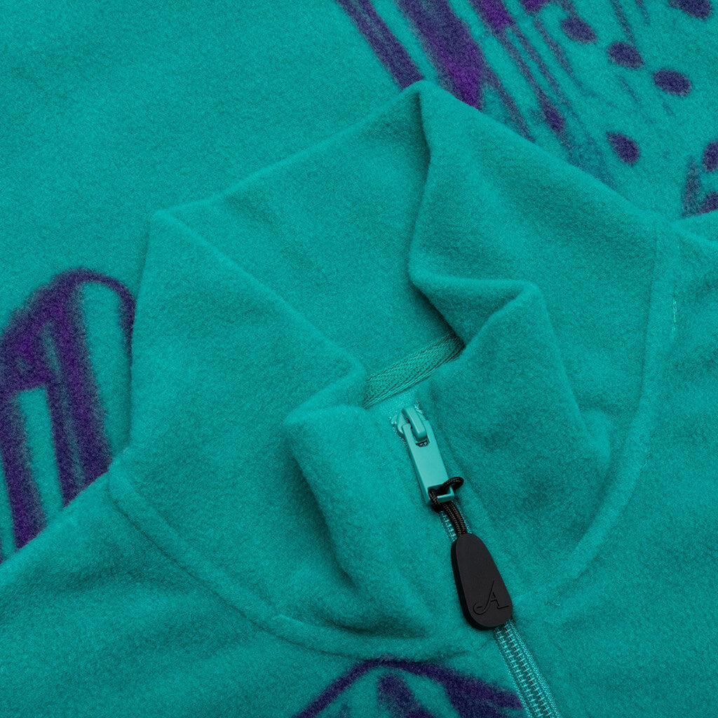 Dice Print Fleece Quarter Zip Pullover - Teal/Purple Male Product Image