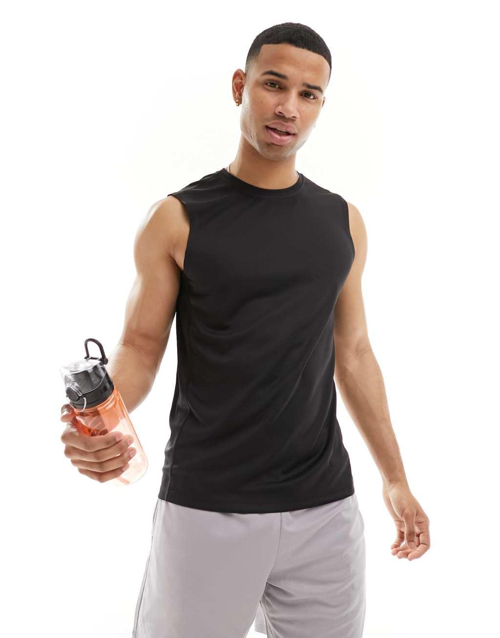 4505 Icon training sleeveless t-shirt with quick dry in black  Product Image