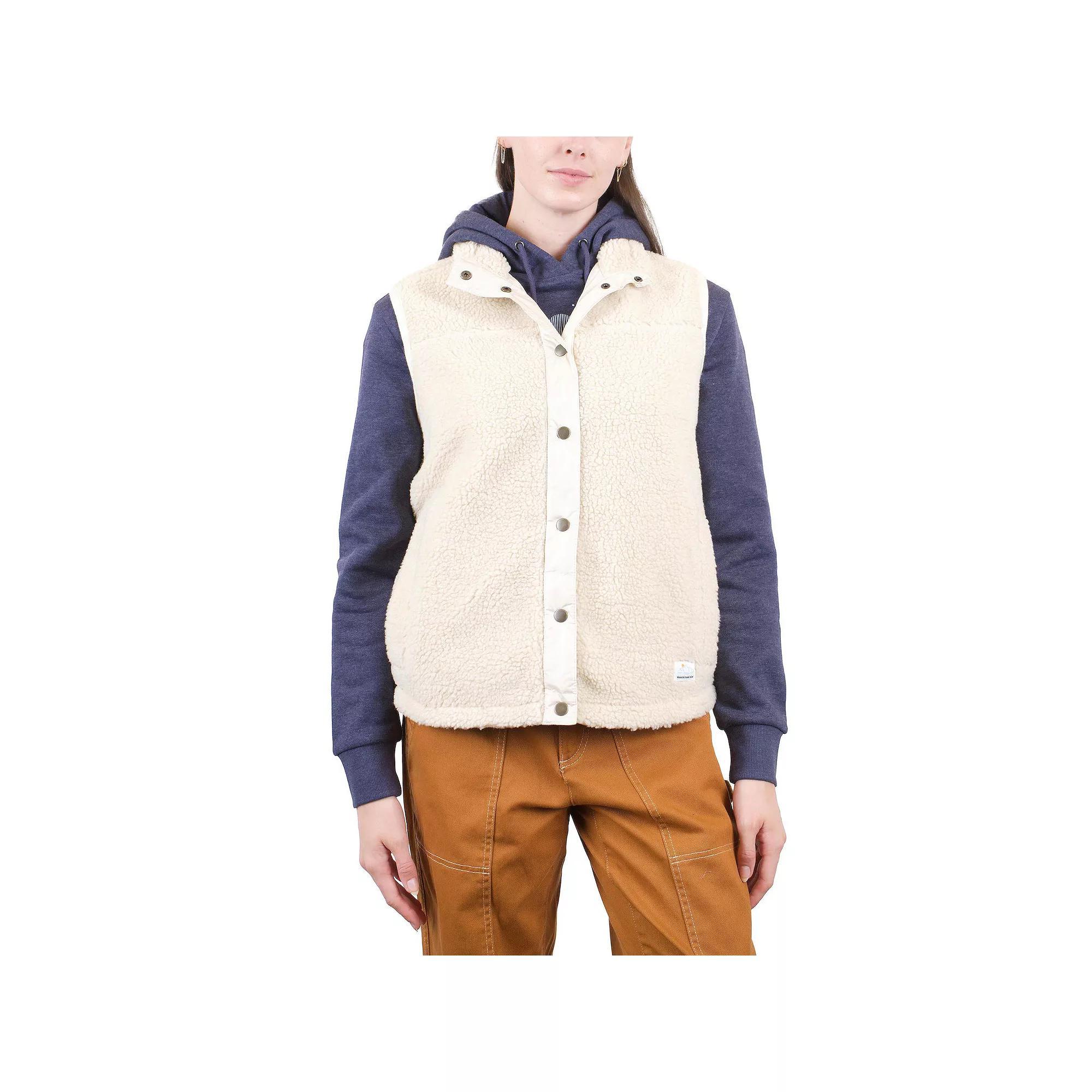 Women's Mountain and Isles Snap Front Sherpa Vest, Size: XS, Beige Product Image