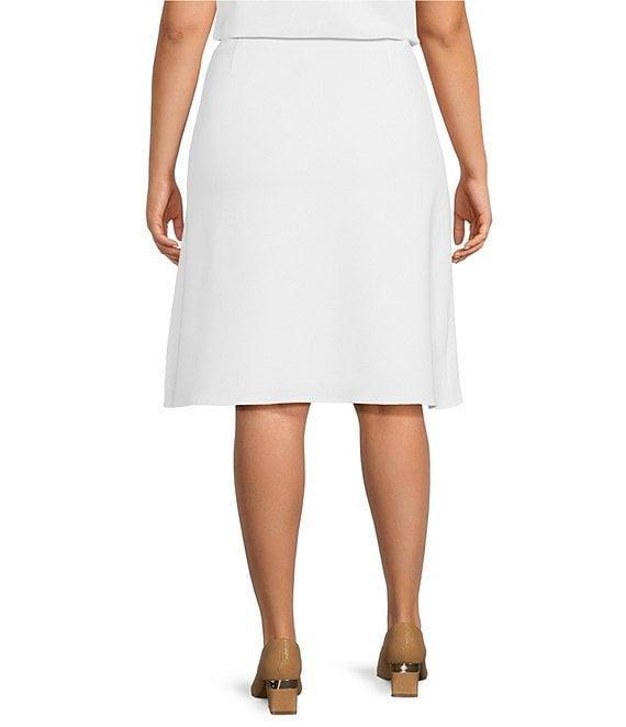 Ming Wang Plus Size Solid Stretch Deco Crepe A-Line Skirt Product Image