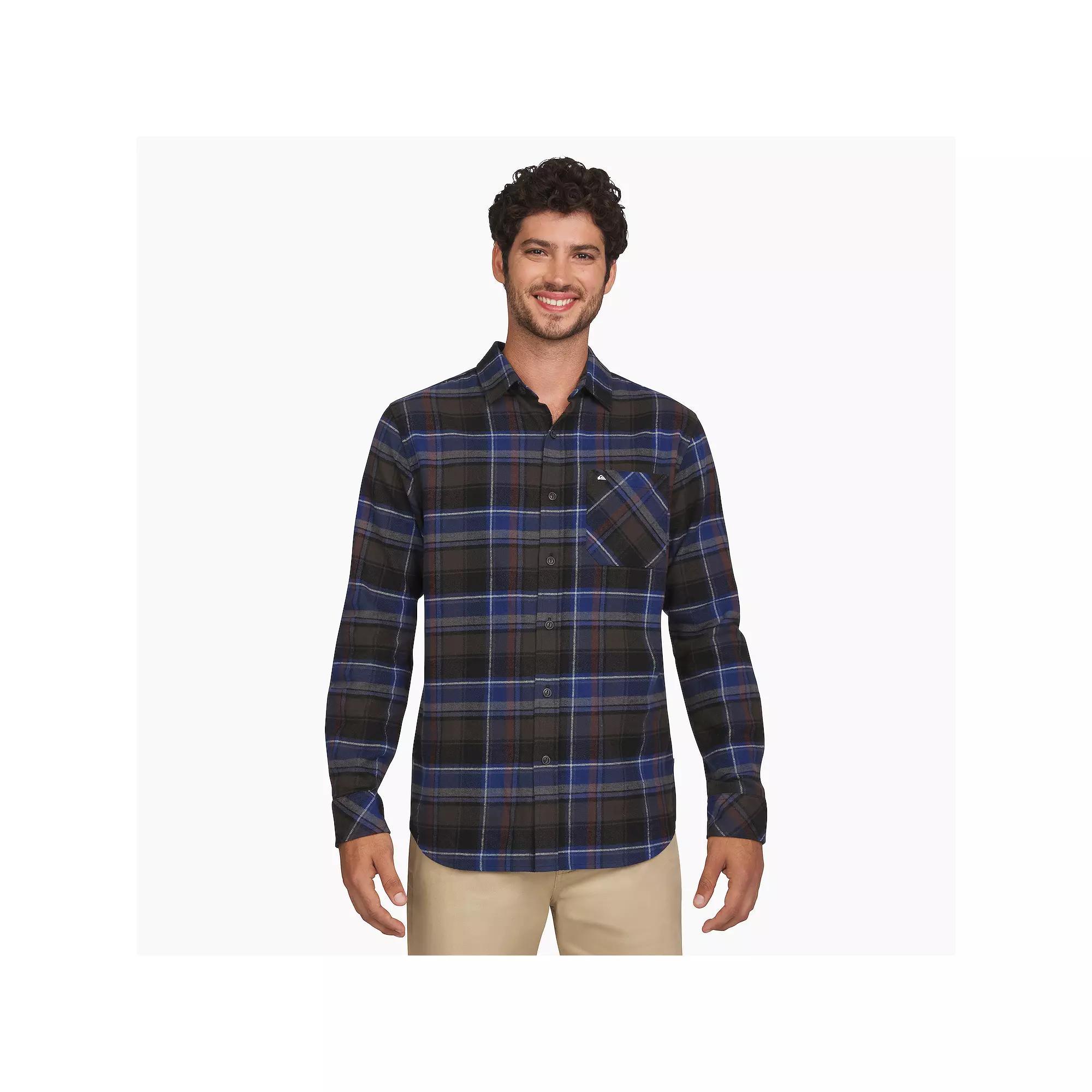 Men's Quiksilver Flannel Button Down Shirt, Size: Medium, Estate Blue Product Image