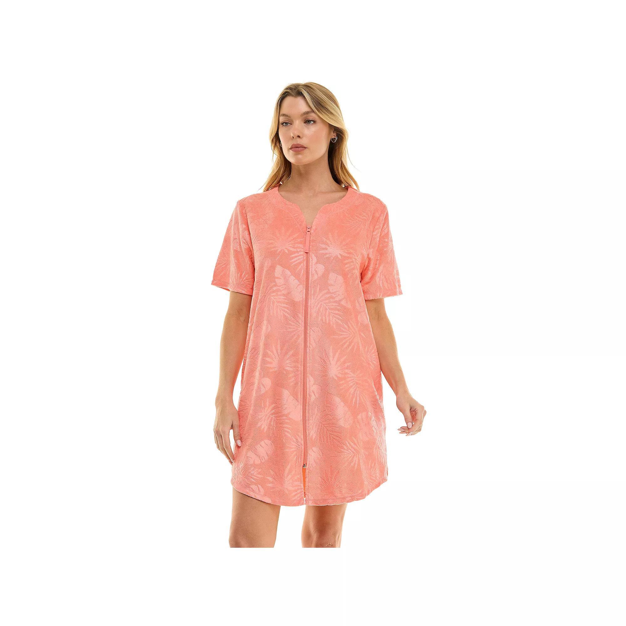 Womens Croft & Barrow Embossed Honey Knit Terry Zip Robe Product Image