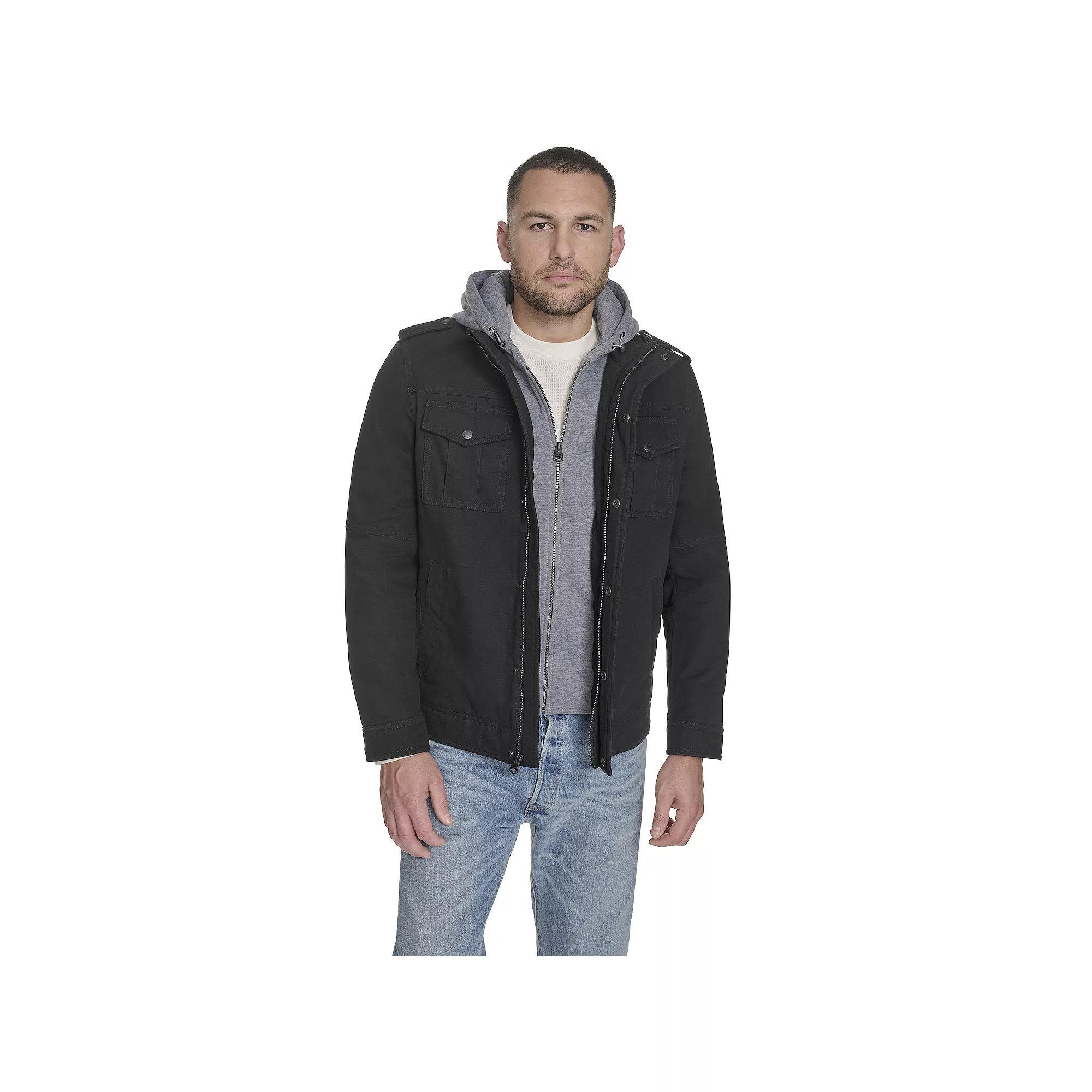 Men's Levi's® Cotton Hooded Quilt Lined Trucker Jacket, Size: Small, Worker Brown Product Image