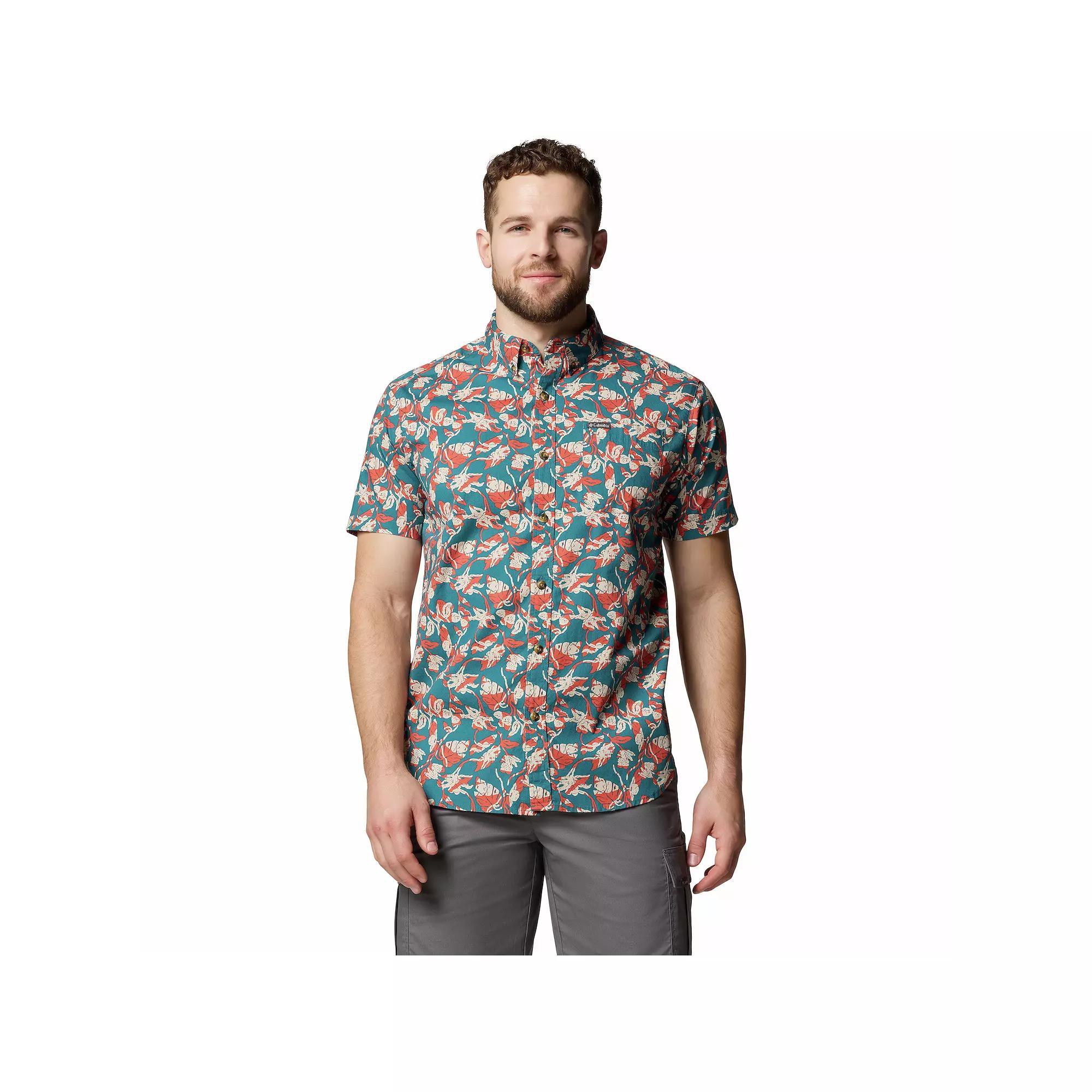 Men's Columbia Rapid Rivers™ Printed Button-Down Shirt, Size: XL, River Blue Vined Product Image